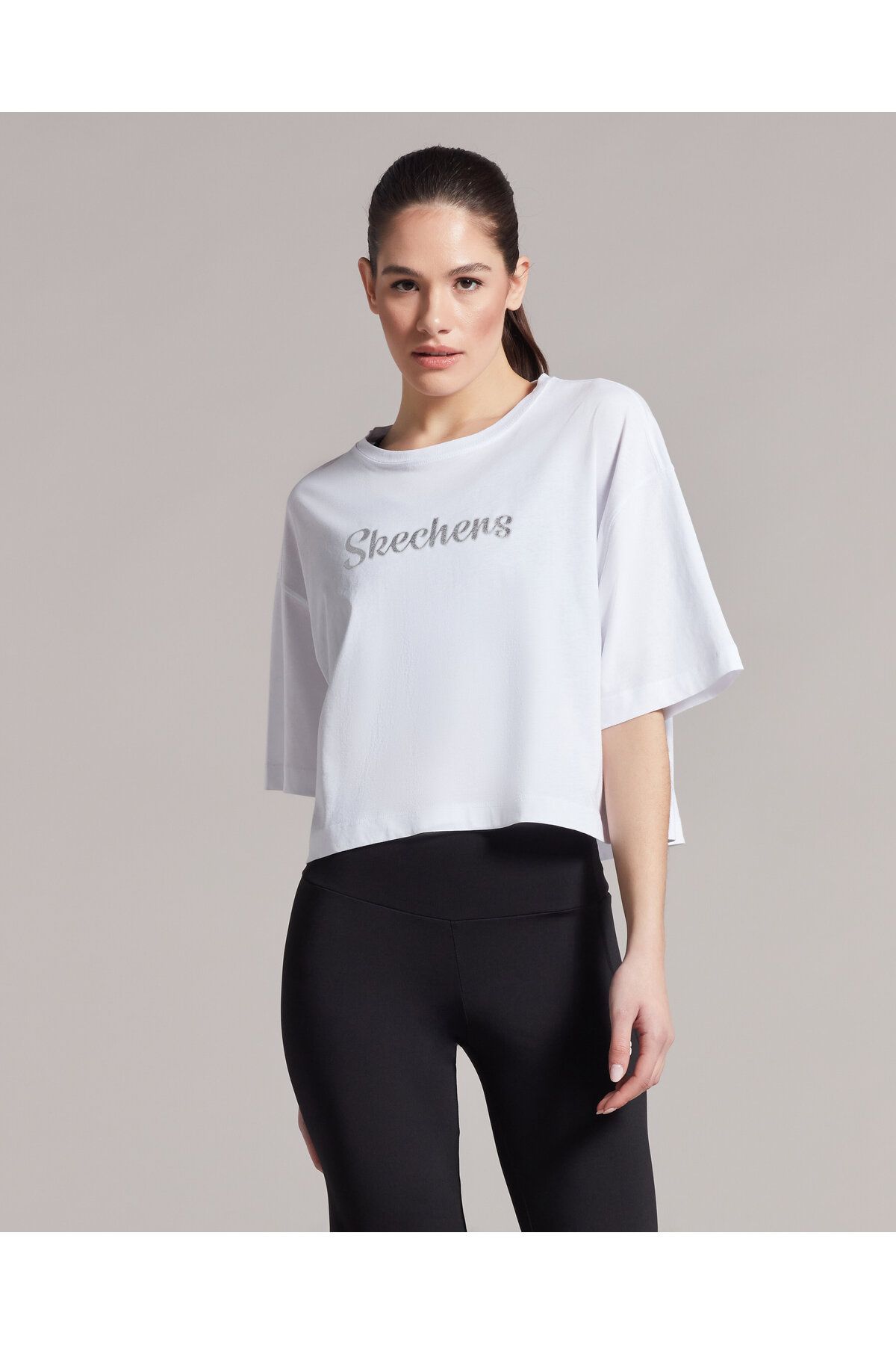 Skechers W Graphic Tee Crew Neck T-shirt Kadın Beyaz Tshirt S231254-100