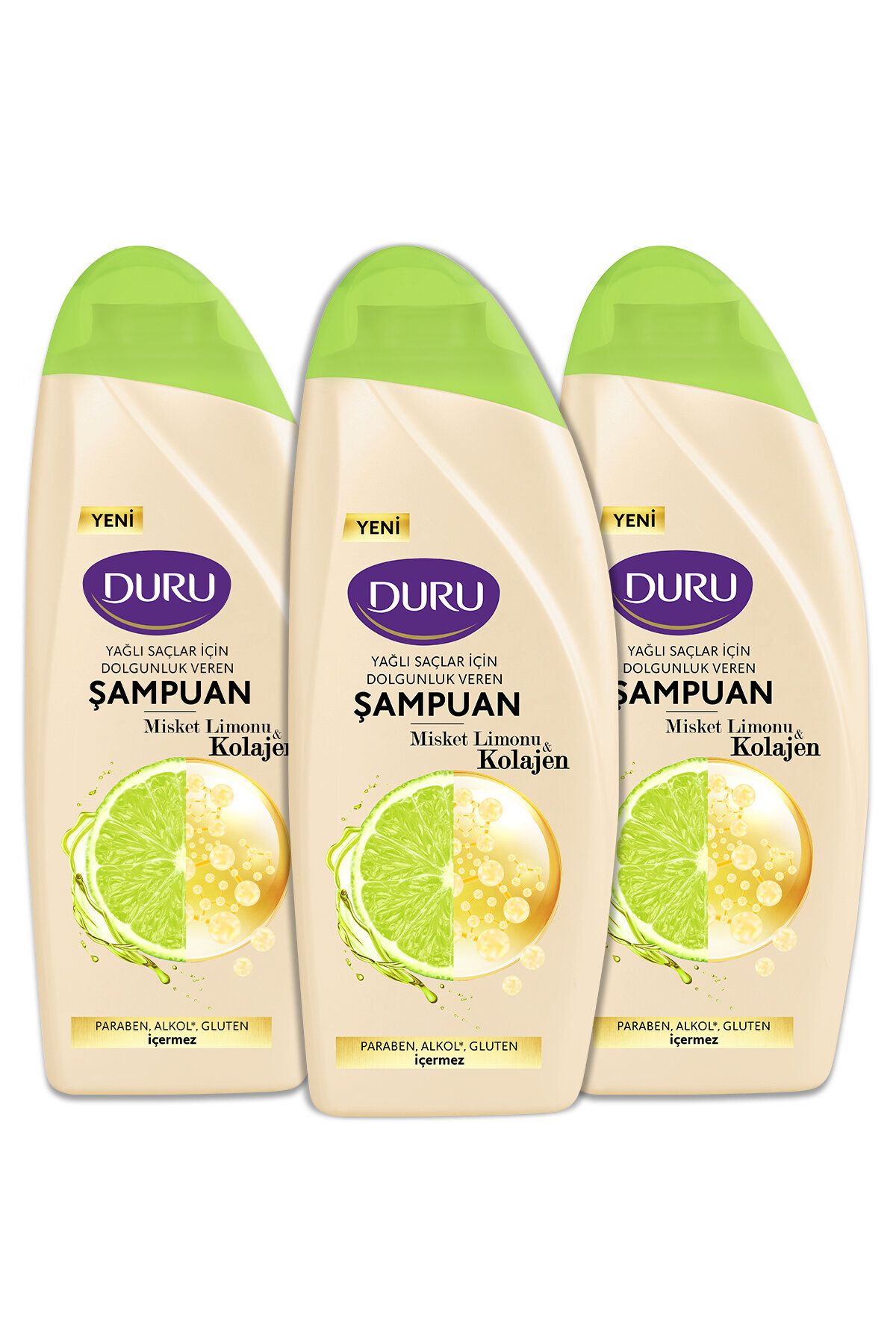 Duru Misket Limonu&Kolajen Yağlı Saçlar için Şampuan 3x500 ml