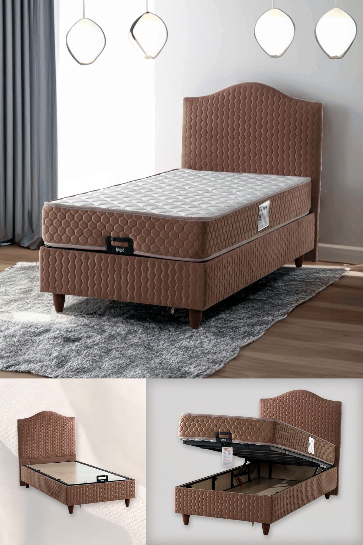 ipek mobilya Bluum Üçlü Set (Baza + Başlık + Yatak)