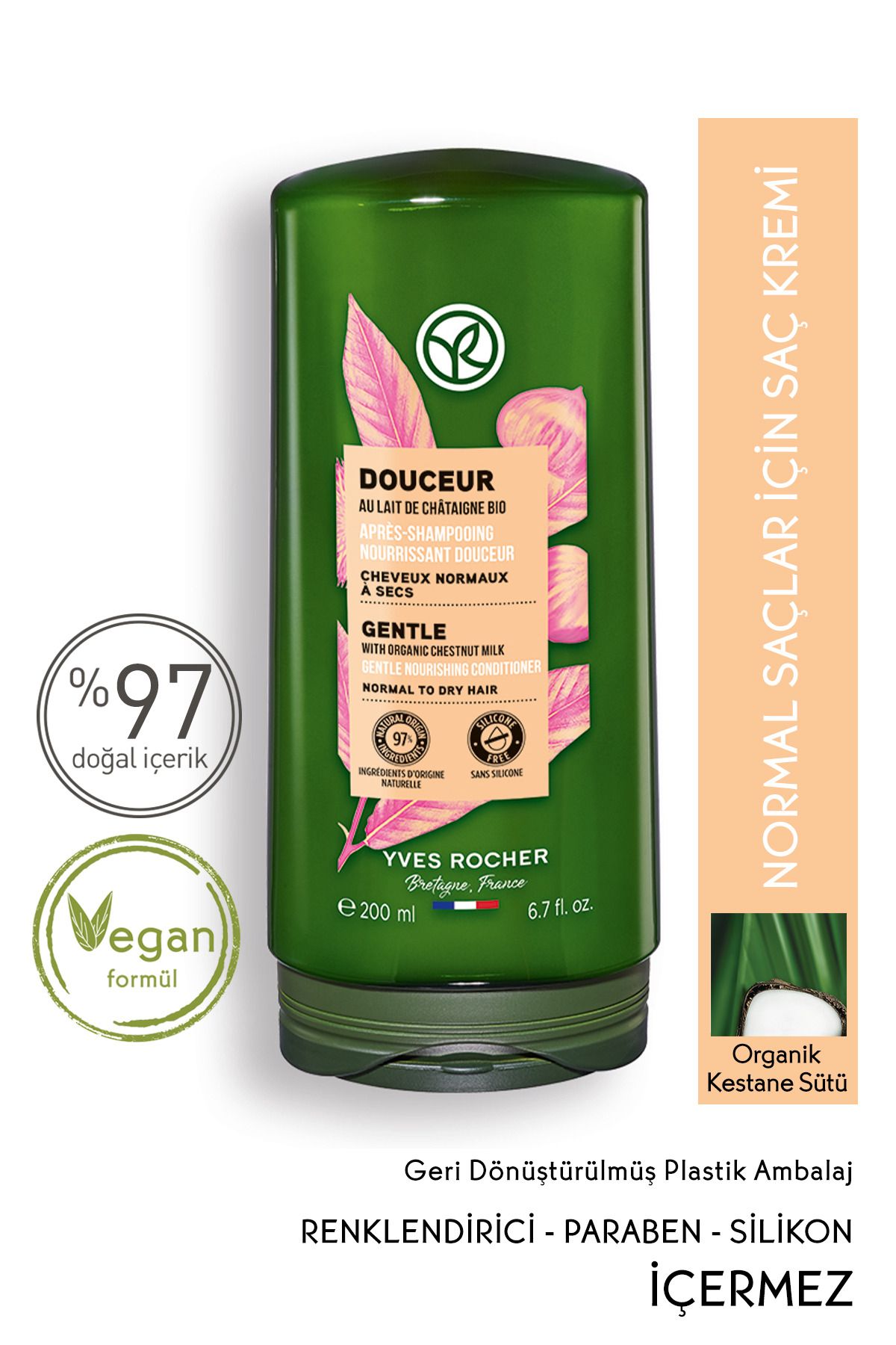Yves Rocher Normal/Kuru Saçlar İçin (Doucer) Besleyici Kolay Tarama Saç Kremi - Vegan-200 ml