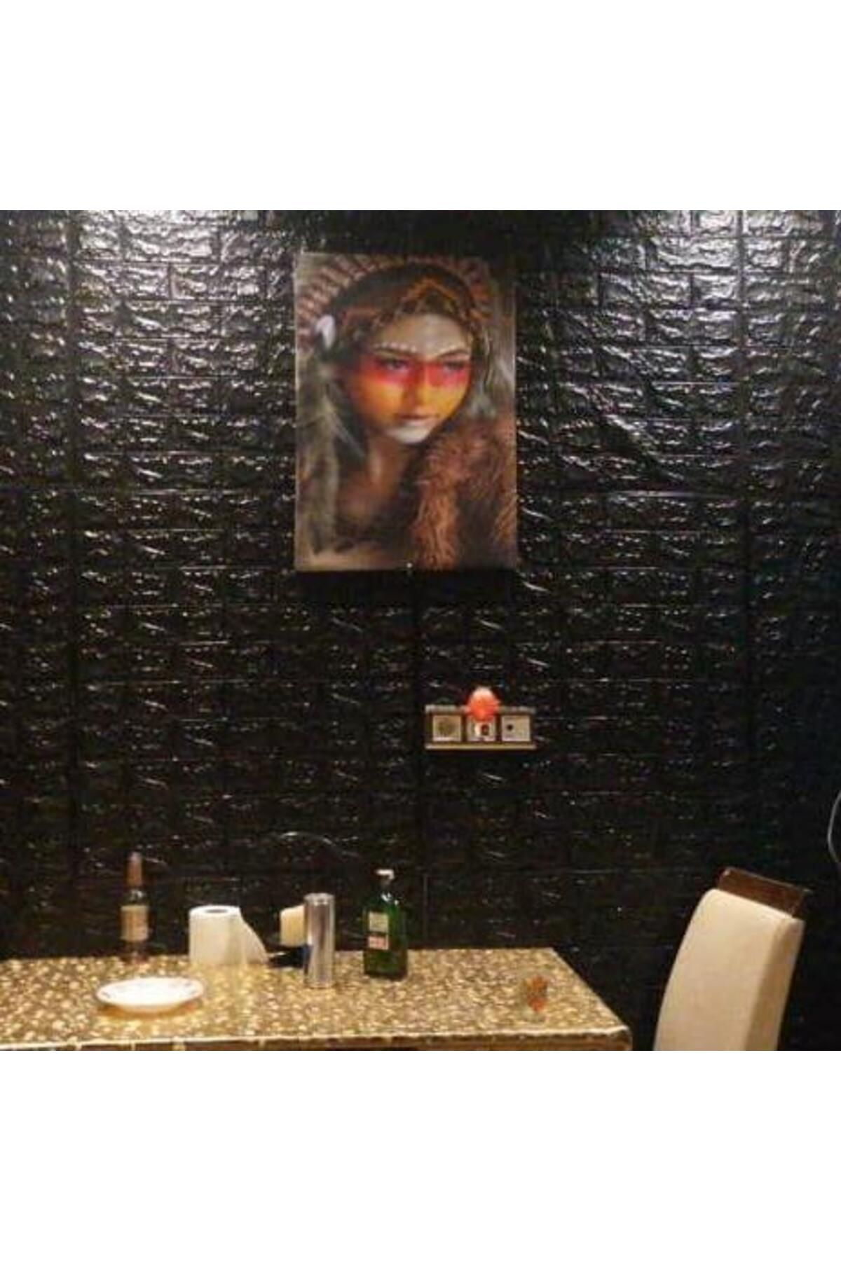 Renkli Duvarlar 70x30cm Silinebilir Siyah TaşTuğla Desenli Kendinden Yapışkanlı Ev Mutfak Salon Duvar Paneli Kağıdı