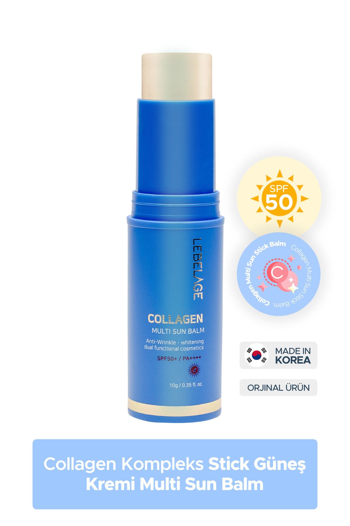 LEBELAGE Kuru Cilt Için Kırışıklık Karşıtı Stick Güneş Koruyucu Collagen Sun Balm Spf 50 /pa