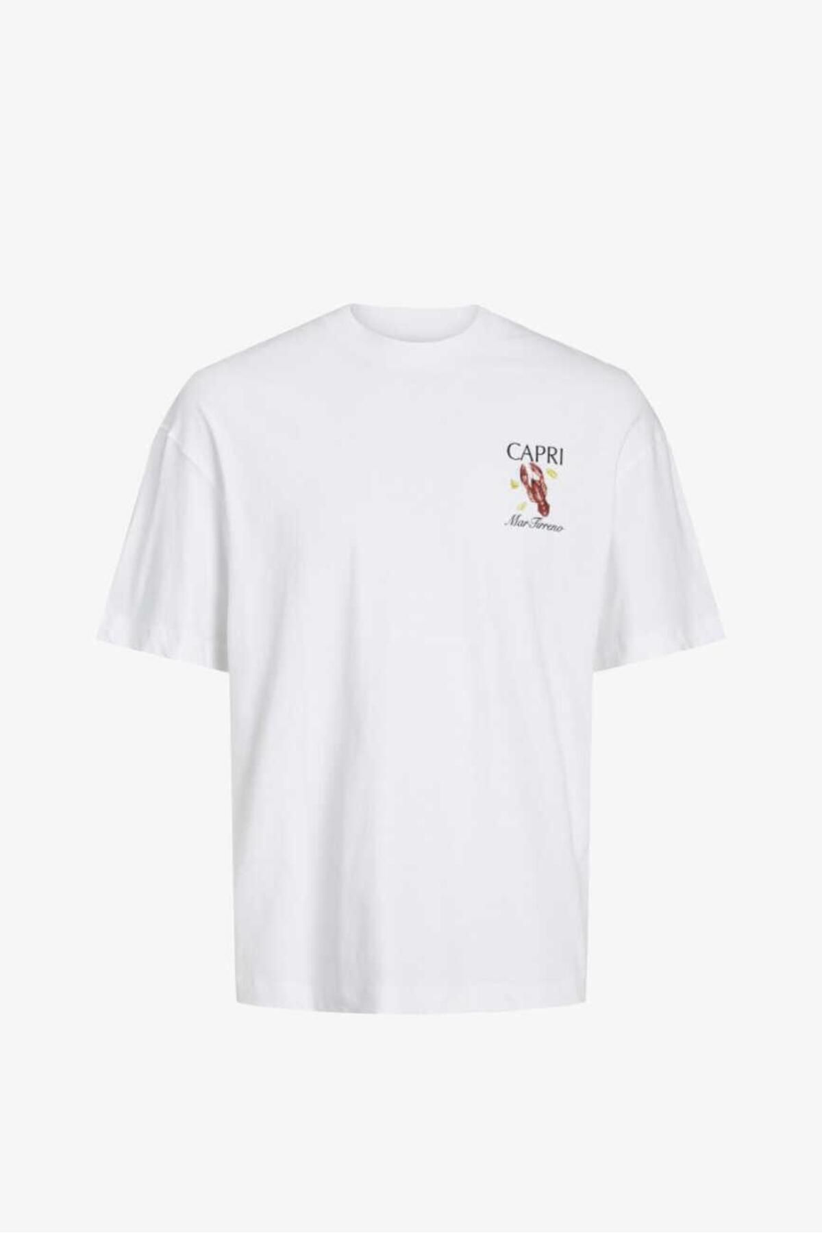 Jack & Jones Jormontecarlo Watercolor Tee Ss Crew Sn Beyaz Erkek T-shirt 12241610-brigh