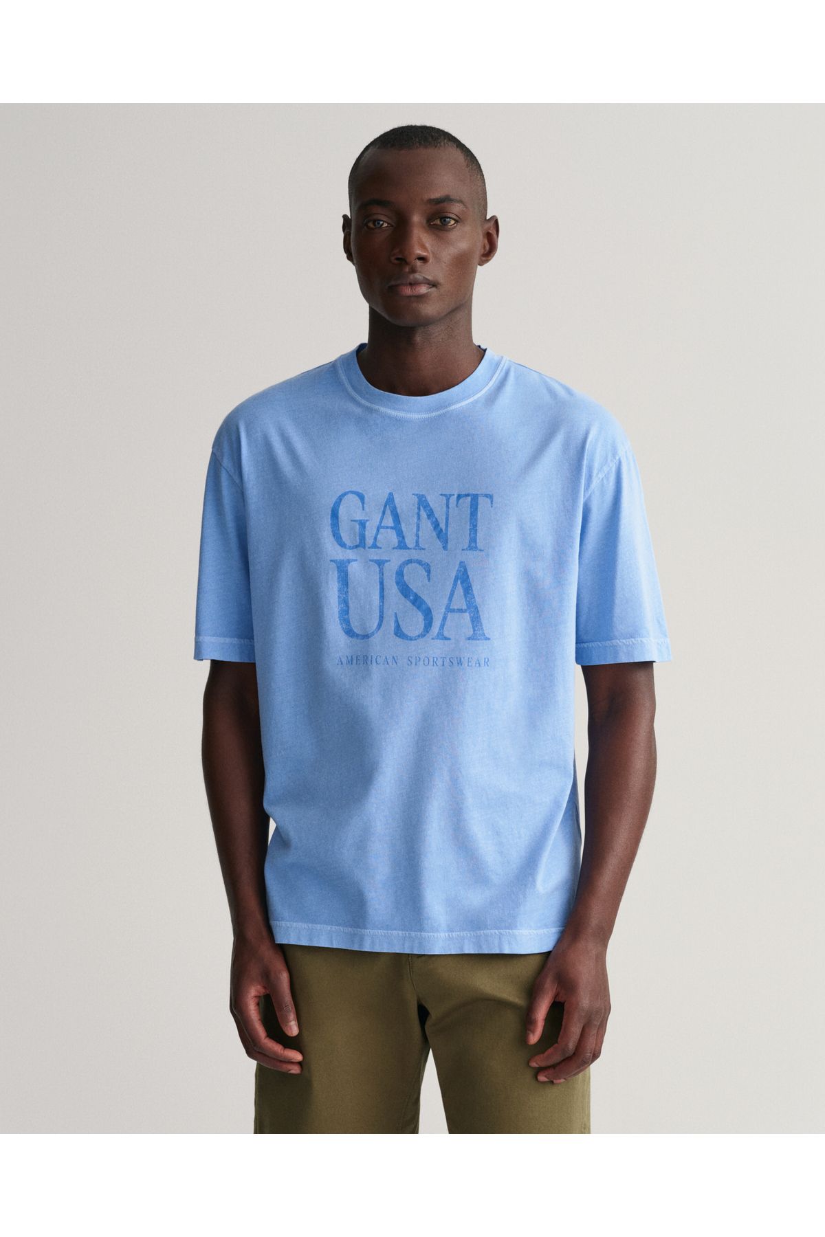 Gant Erkek Mavi Regular Fit Bisiklet Yaka Logolu T-shirt