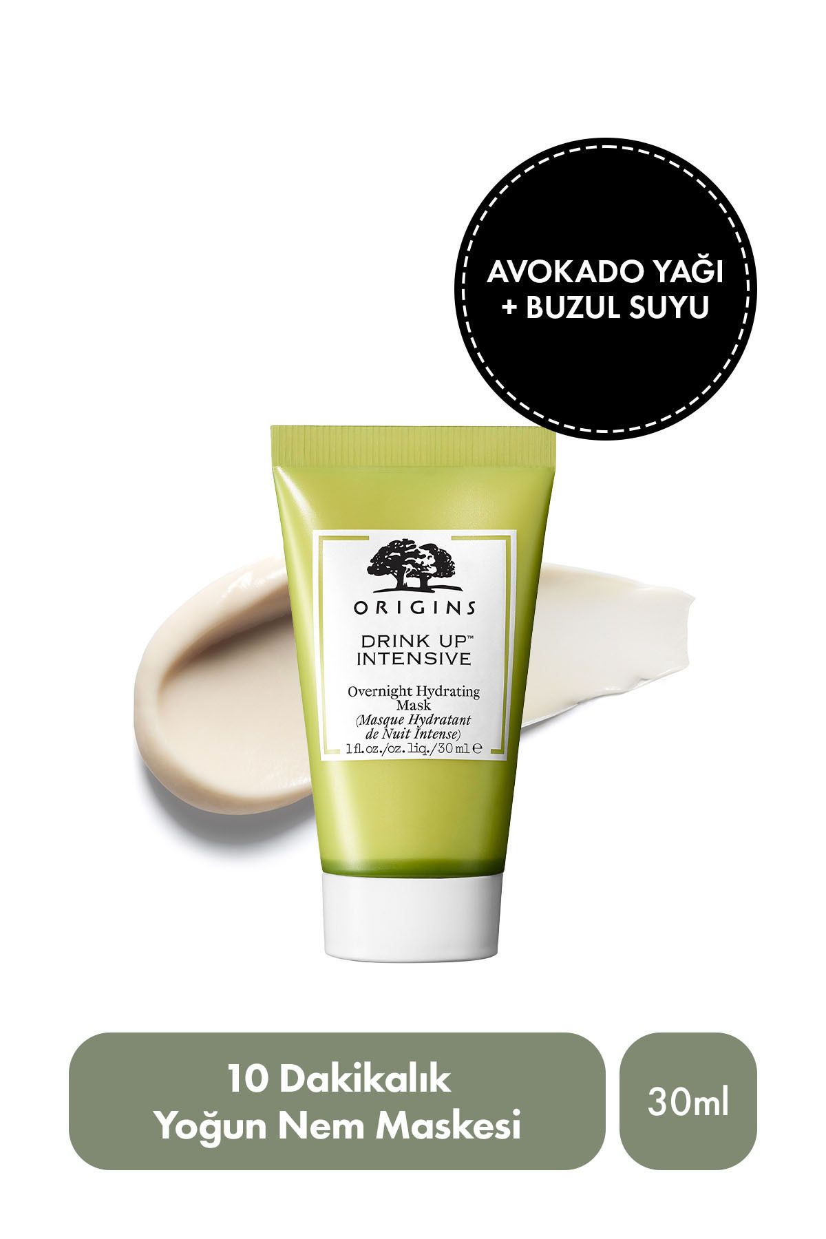 Origins Drink Up Avokado ve İsviçre Buzulu Suyu İçerikli Yoğun Gece Maskesi 30ml