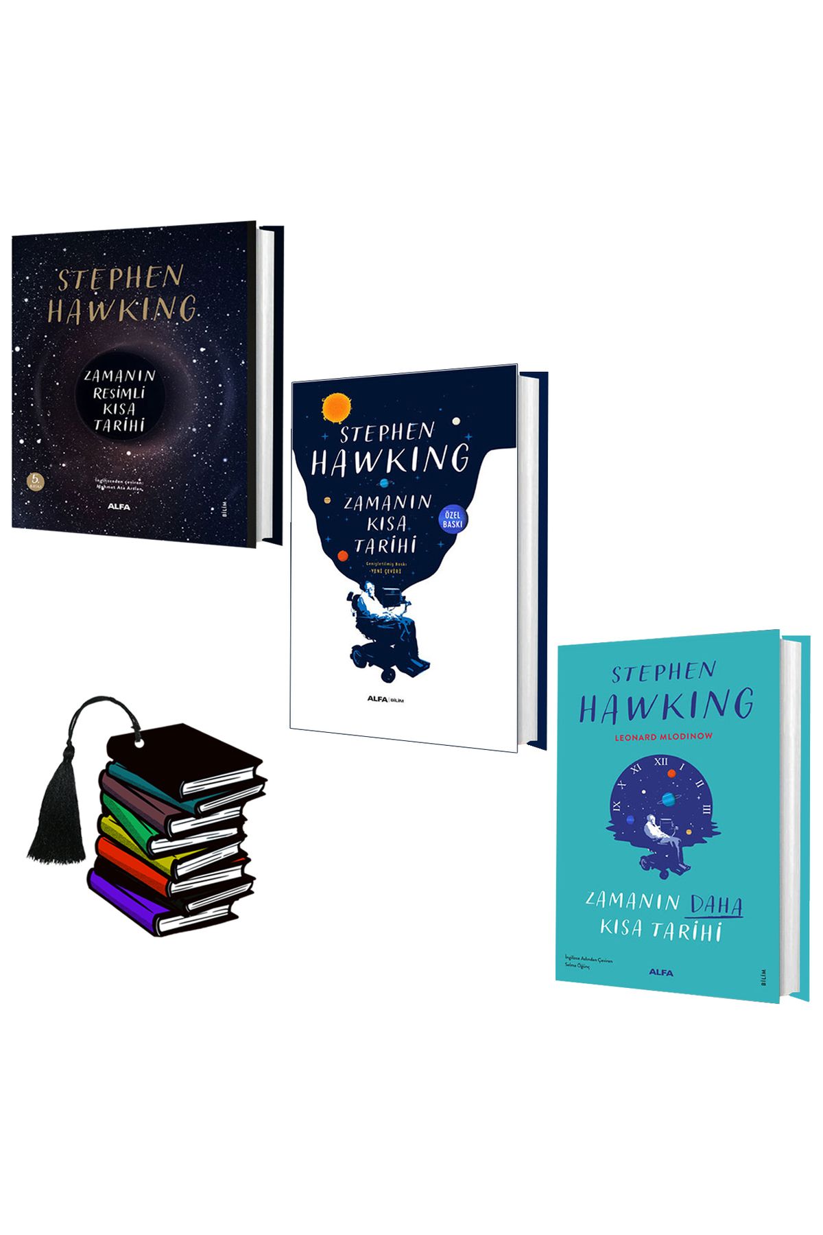 Alfa Yayınları Stephen Hawking - Zamanın Resimli Kısa Tarihi - Zamanın Kısa Tarihi -Zamanın Daha Kısa Tarihi-CİLTLİ