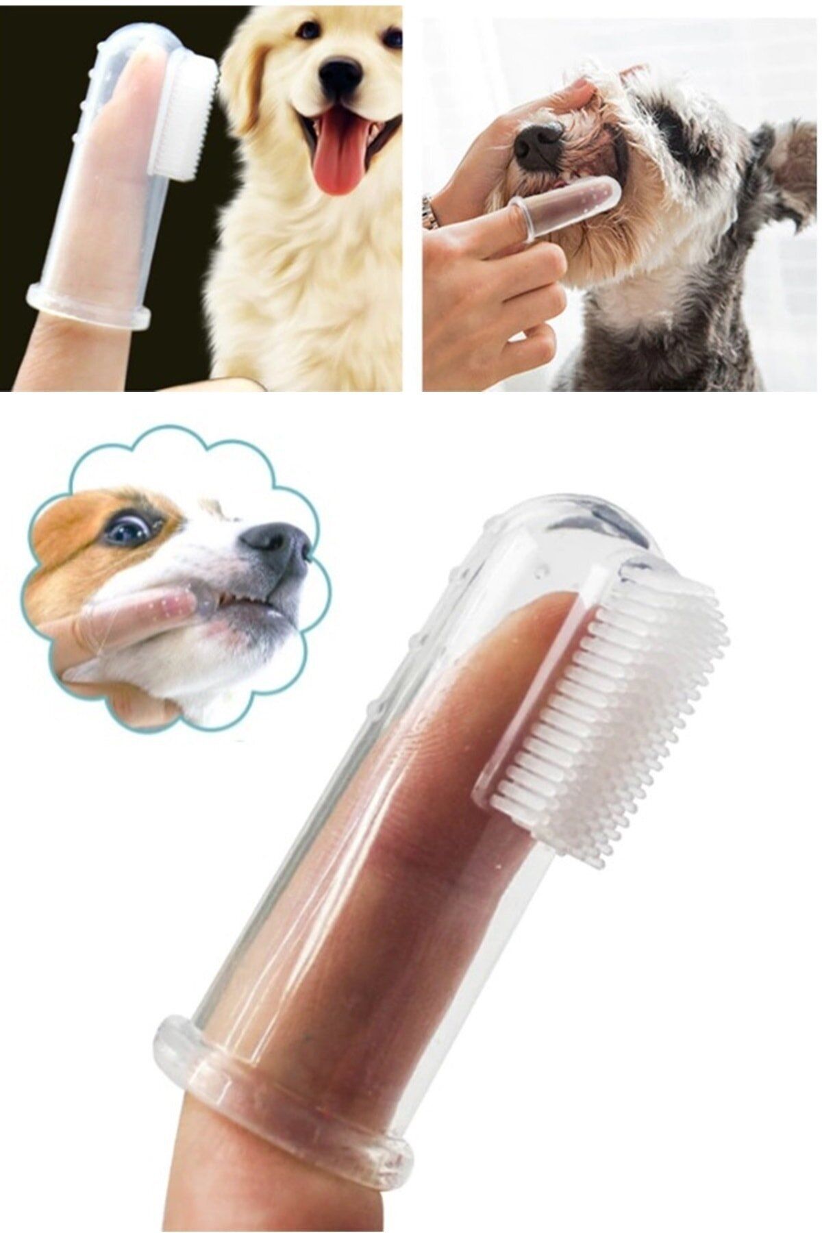 TeknoClass Kedi Ve Köpek Parmak Diş Fırçası Saklama Kutulu Kolay Kullanımlı Evcil Hayvan Diş Bakım Fırçası