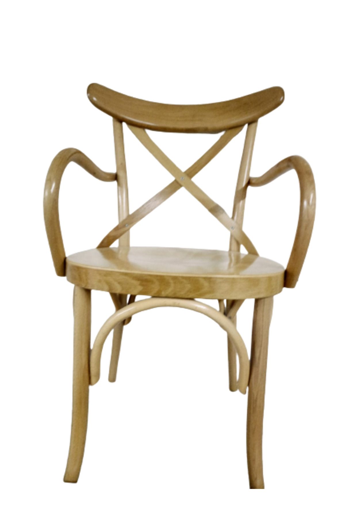 BENGİ TİCARET Sandalye St X Çapraz Bambu Tam Kolçak Model Ham Kayın Ayak Geniş Oturum El Yapım