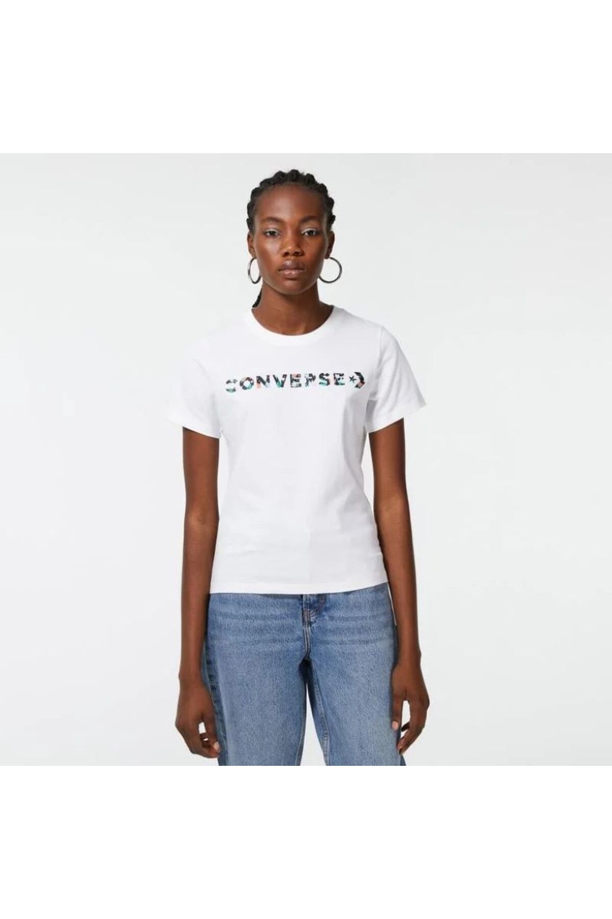 Converse Icon Play Floral Kadın Siyah T-Shirt TİŞÖRT