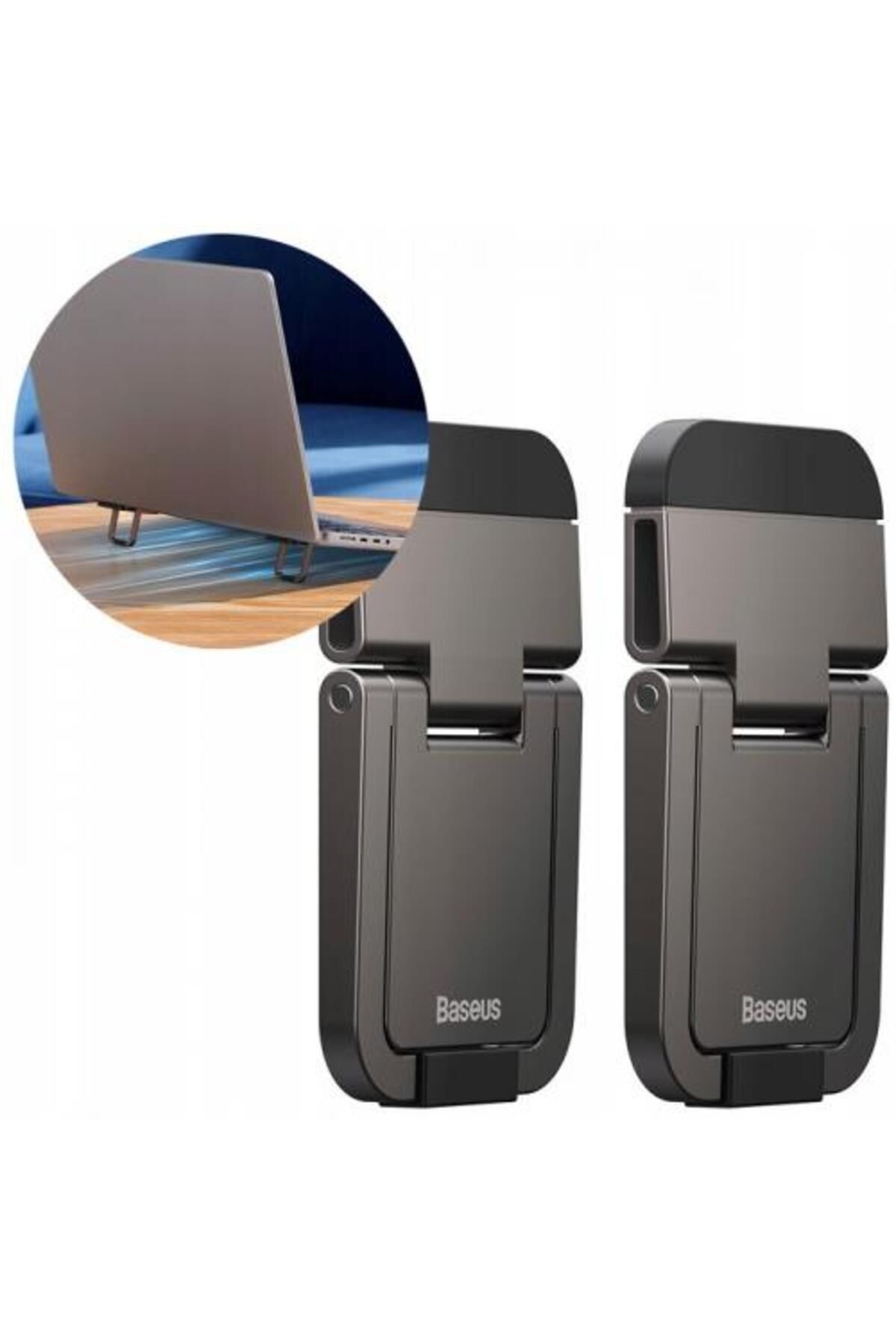 Baseus Çinko Alaşım 2 Adet Set 5mm Yükseklik Ayarlı Laptop Standı Macbook Notebook Ipad Stand Ayağı