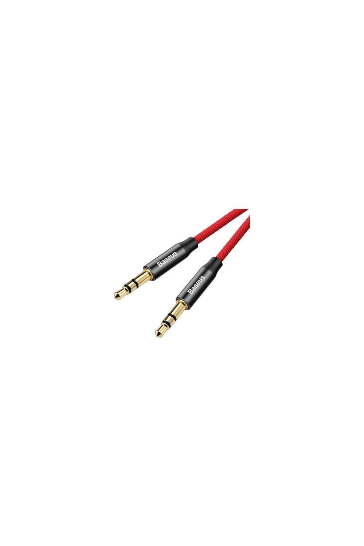 Baseus Yiven M30 3.5mm Aux Kablo 1.5 Metre Halat Aux Kablo Kırmızı