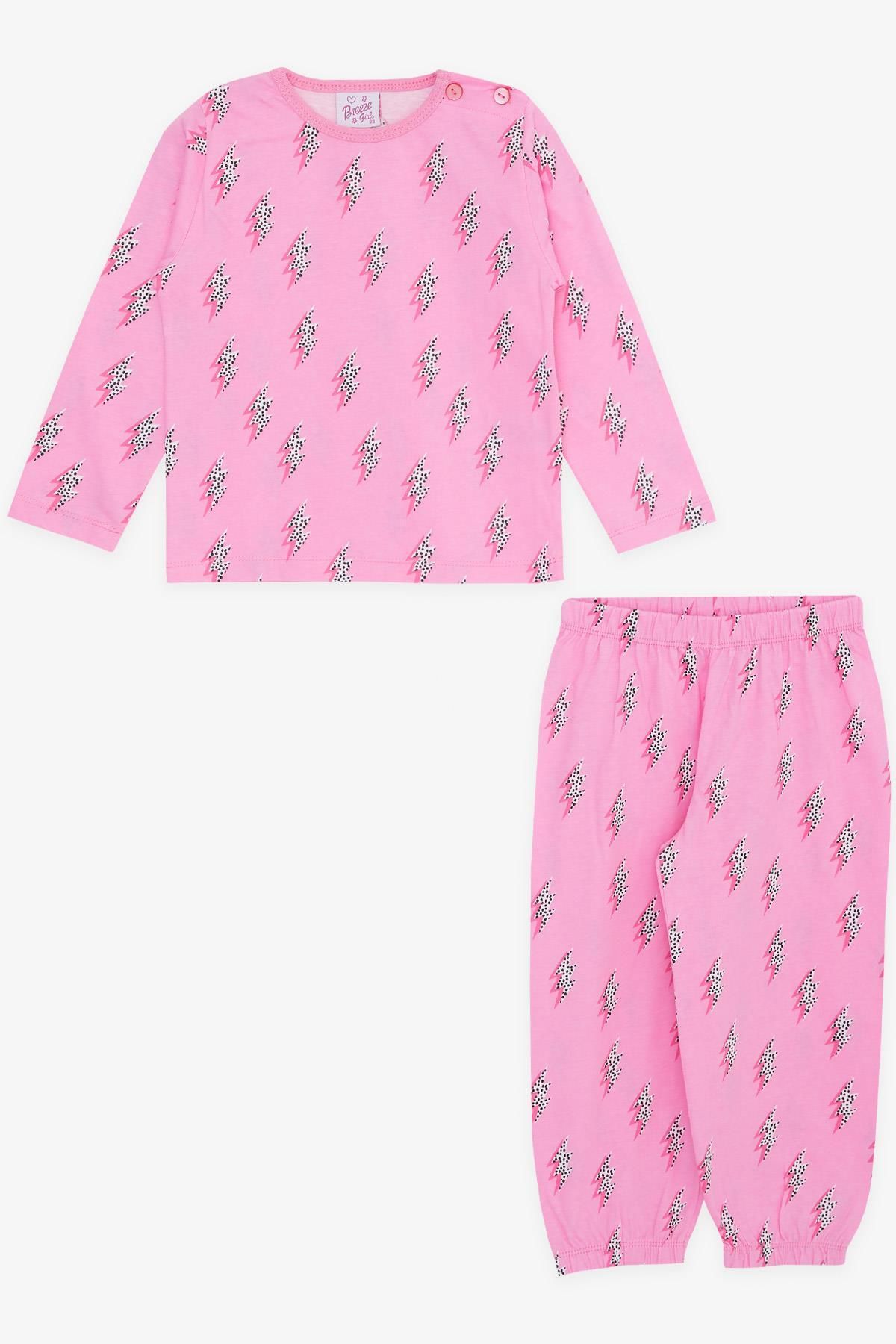 Breeze Kız Bebek Pijama Takımı Şimşek Desenli 9 Ay-3 Yaş, Pembe