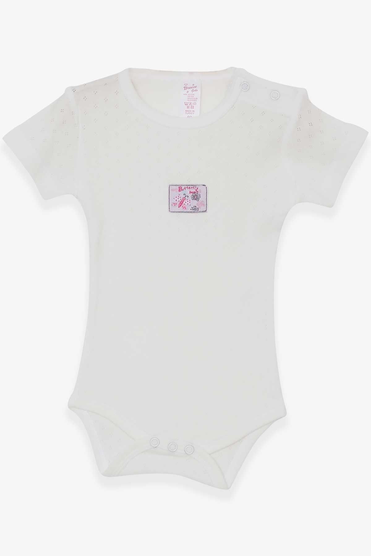 Breeze Kız Bebek Çıtçıtlı Body Jakarlı Arıcık Desenli 9 Ay-3 Yaş, Ekru