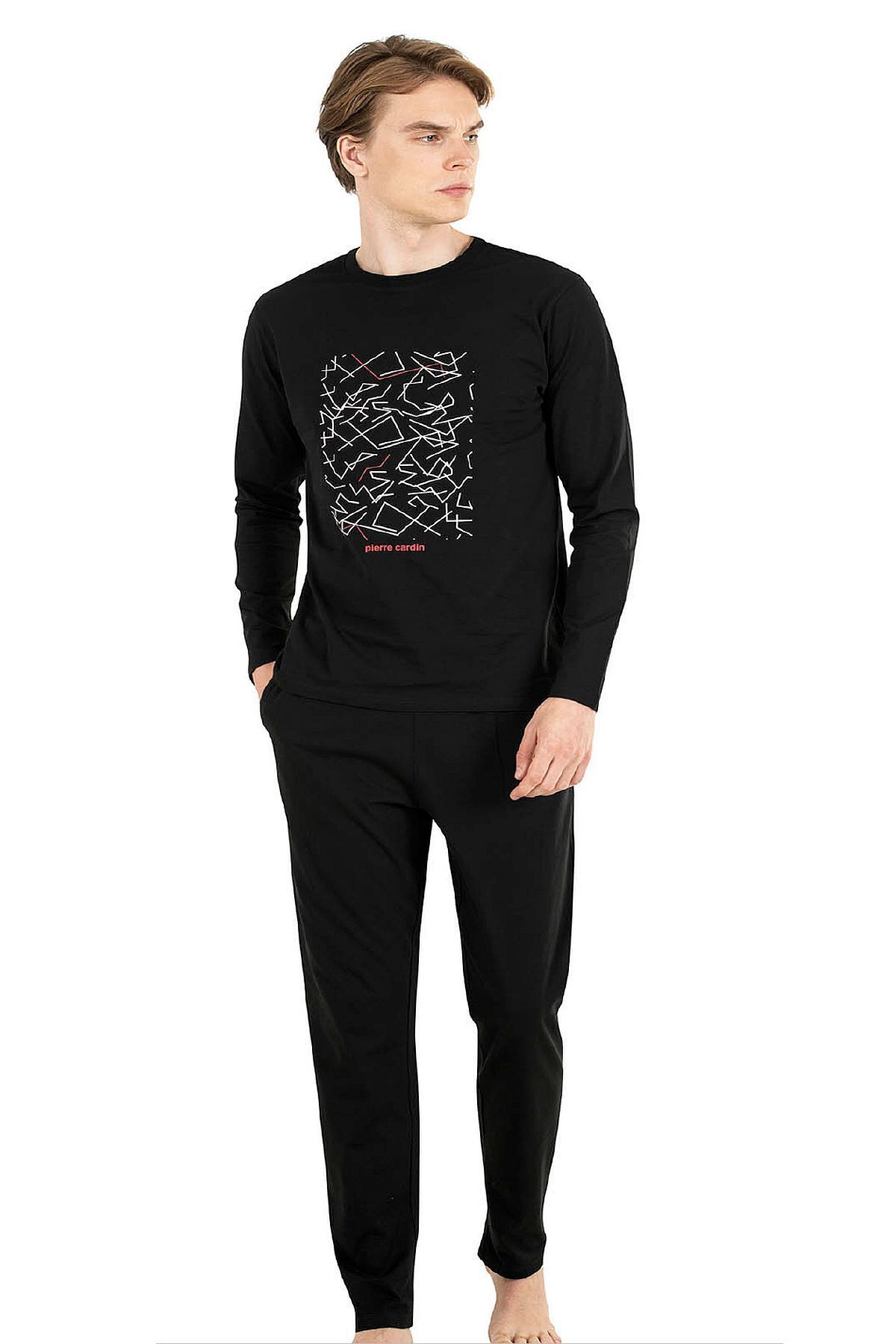 Pierre Cardin 6030 Erkek Uzun Kollu Pijama Takımı-siyah