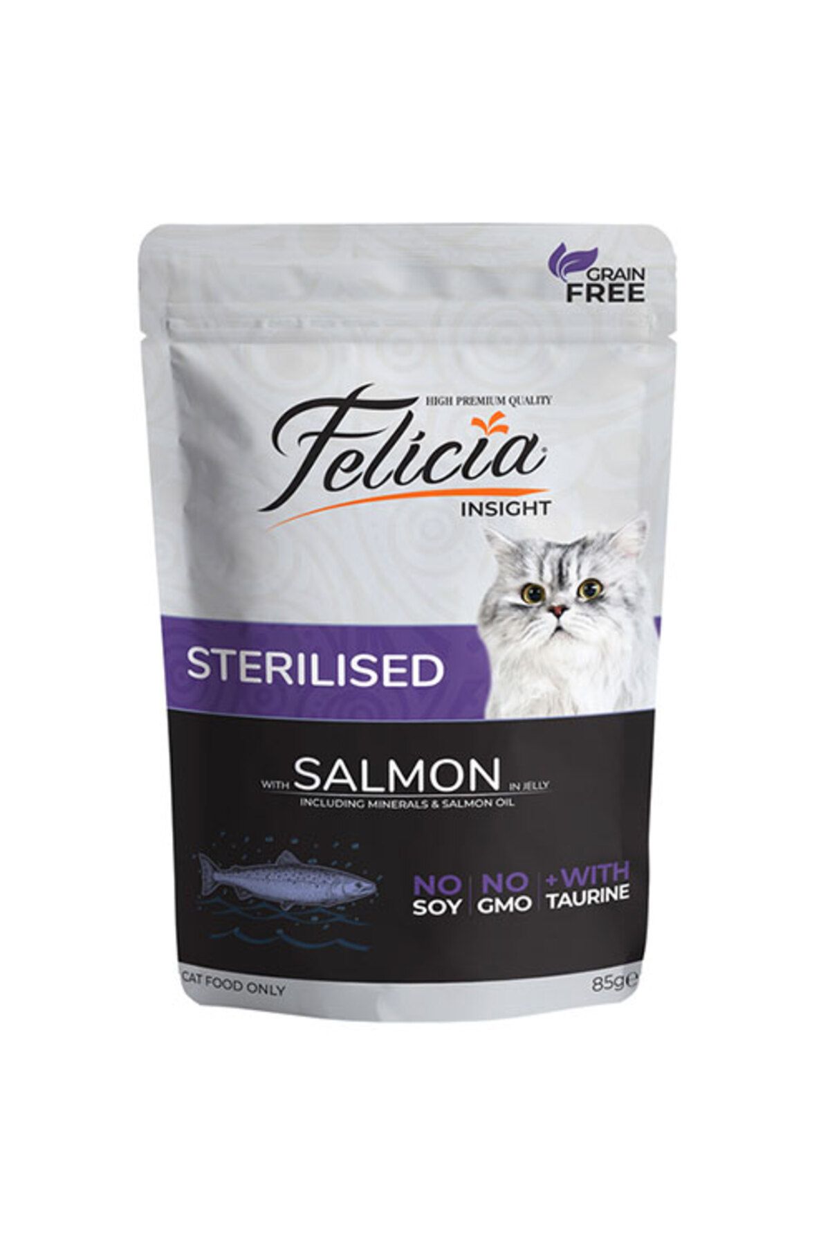 Felicia Tahılsız Somon Balıklı Pouch Kısırlaştırılmış Kedi Konservesi 85 gr