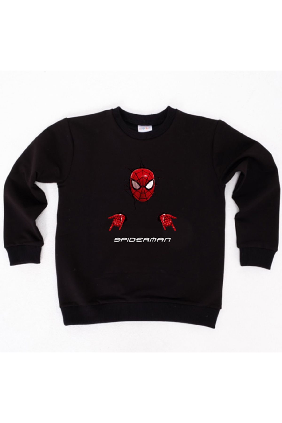 Spiderman baskılı örümcek adam pamuklu kumaş çocuk sweatshirt