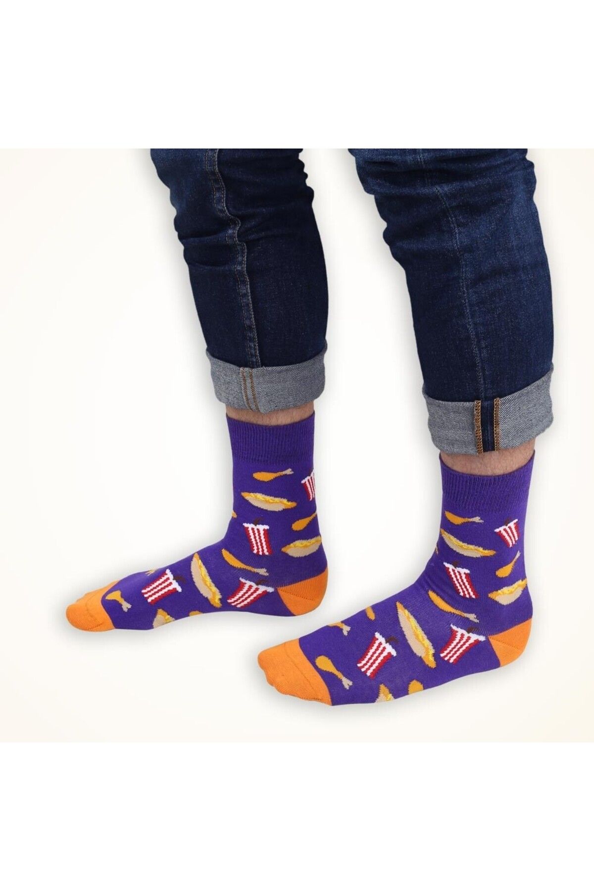Colorcool Eğlenceli Renkli Hotdog Erkek Çok Renkli Soket Çorap