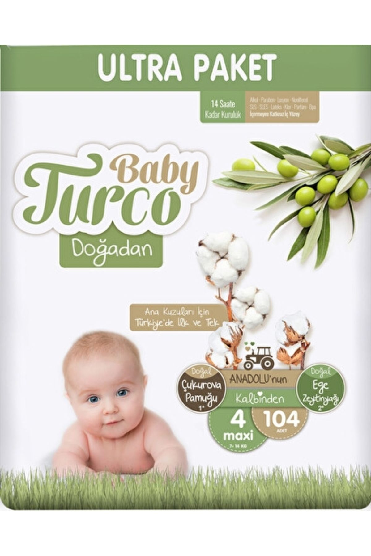 Baby Turco Doğadan Ultra Fırsat Bebek Bezi 4 No Maxi 104 Lü