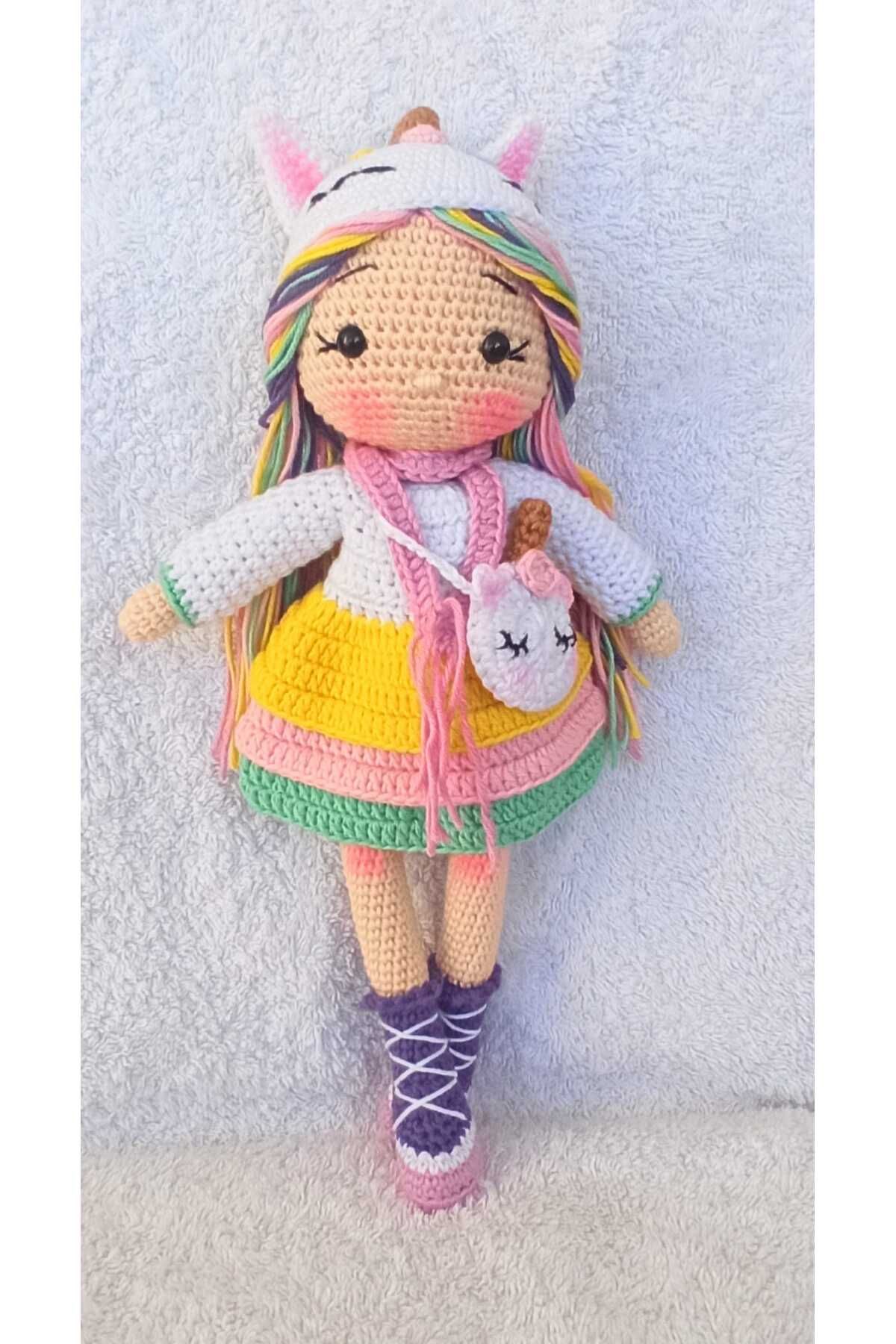 Toyscity Unicorn Kostümlü Kız Amigurumi Örgü Oyuncak