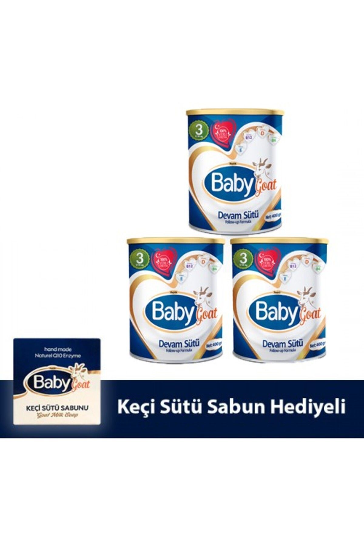 Baby Goat 3 Keçi Sütü Bazlı Devam Sütü 400 gr 3 Lü ( Sabun Hediyeli )