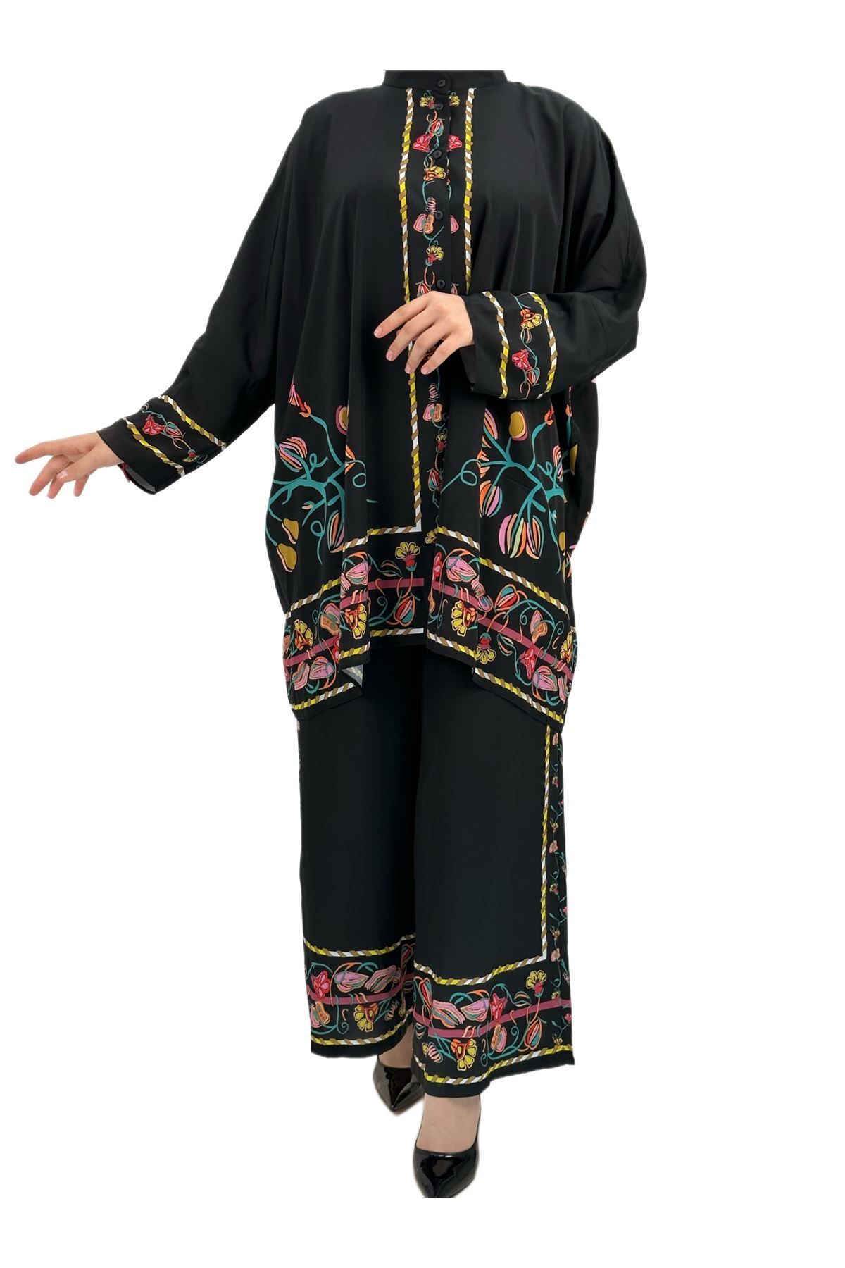 ottoman wear OTW40960 Büyük Beden Pantolonlu Takım Siyah