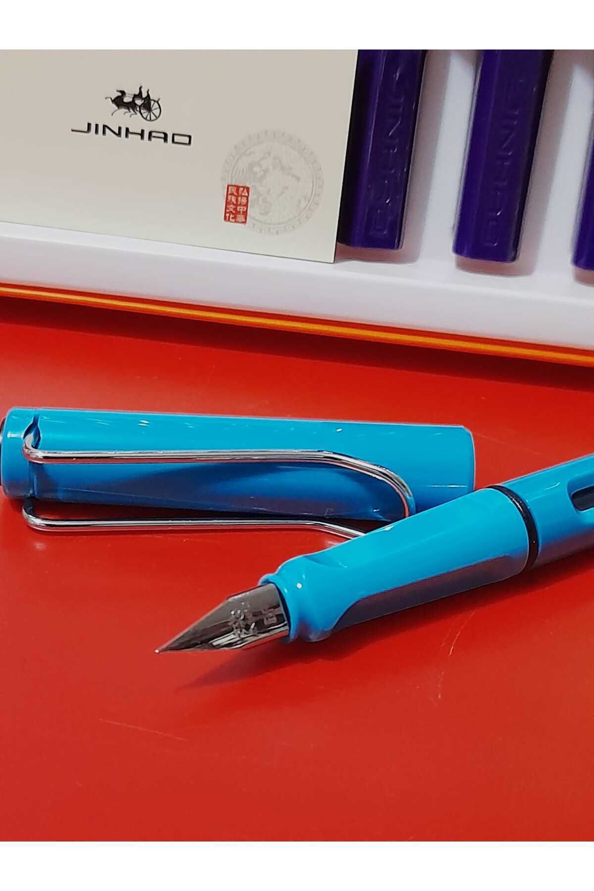 jinhao dolma kalem sert mika gövde EF uç OPAK renkler OPAK MAVİ mürekkep+kartuşla kullanılır