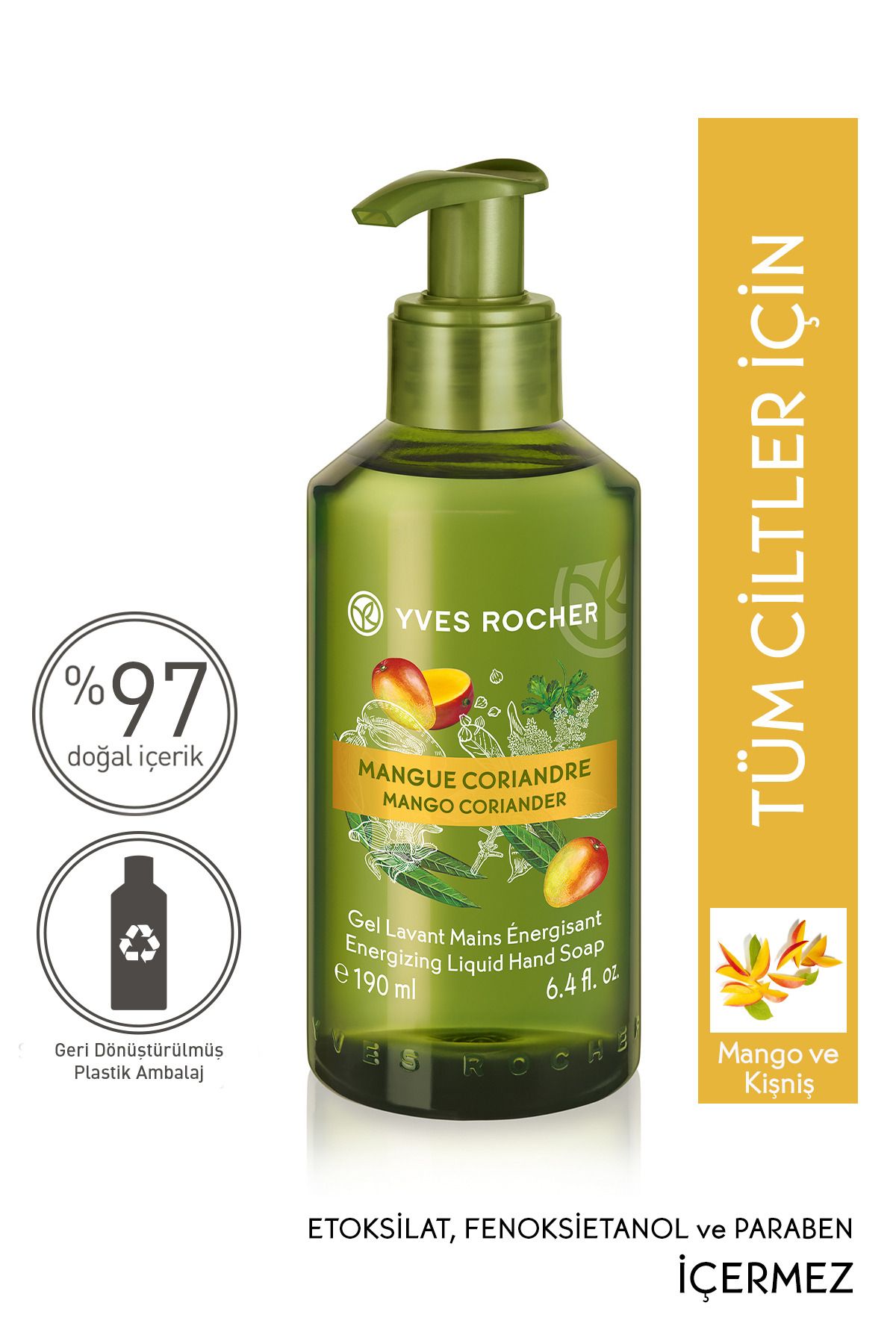 Yves Rocher Sıvı Sabun- Canlandırıcı Mango Kişniş- 190ml-49818