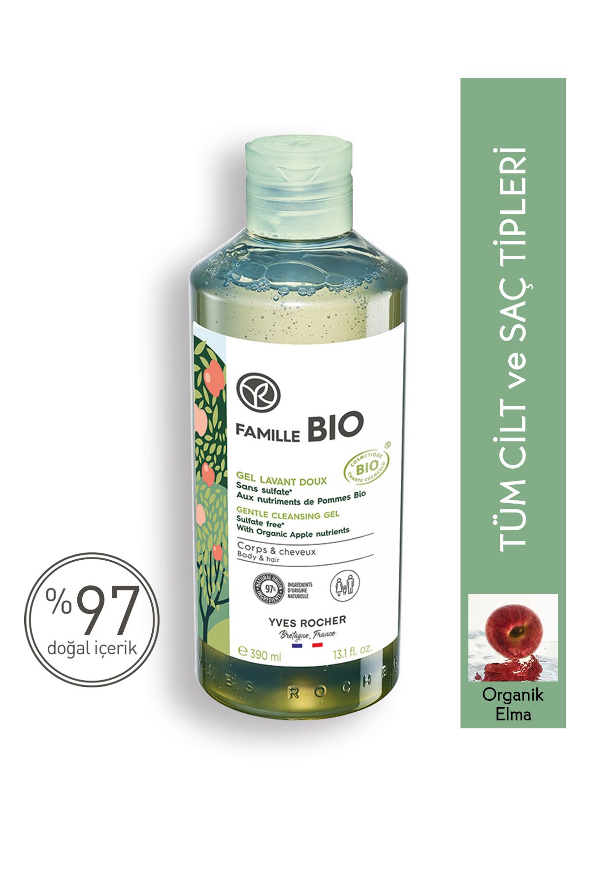 Yves Rocher Tüm Aile Için Organik Sertifikalı Famille Bio Saç Ve Vücut Şampuanı-390 Ml-90686