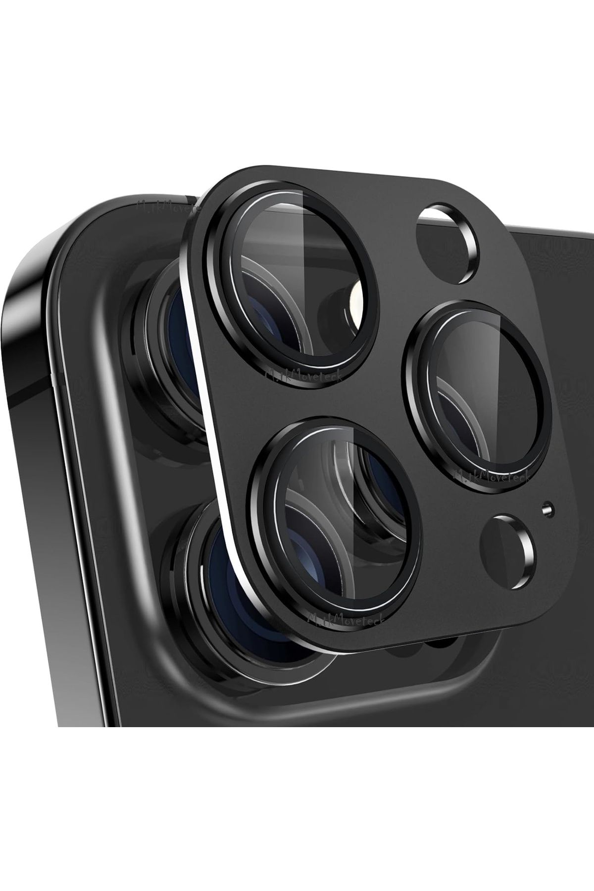 m.tk moveteck İphone 15 Pro Max Lens Camı Tek Parçalı Kamera Lens Koruyucu Cam Naturel Titanyum Renkli Mercek Camı