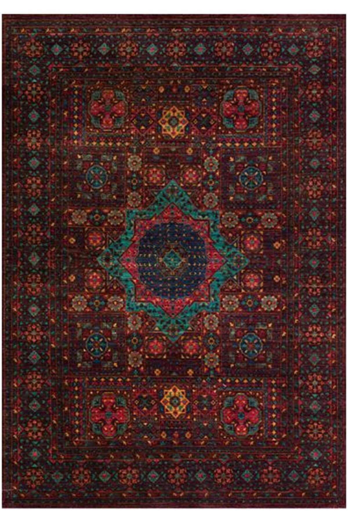 Çam Halı Gloria Td598 Multi Etnik Desen Dokuma Saçaklı Kilim