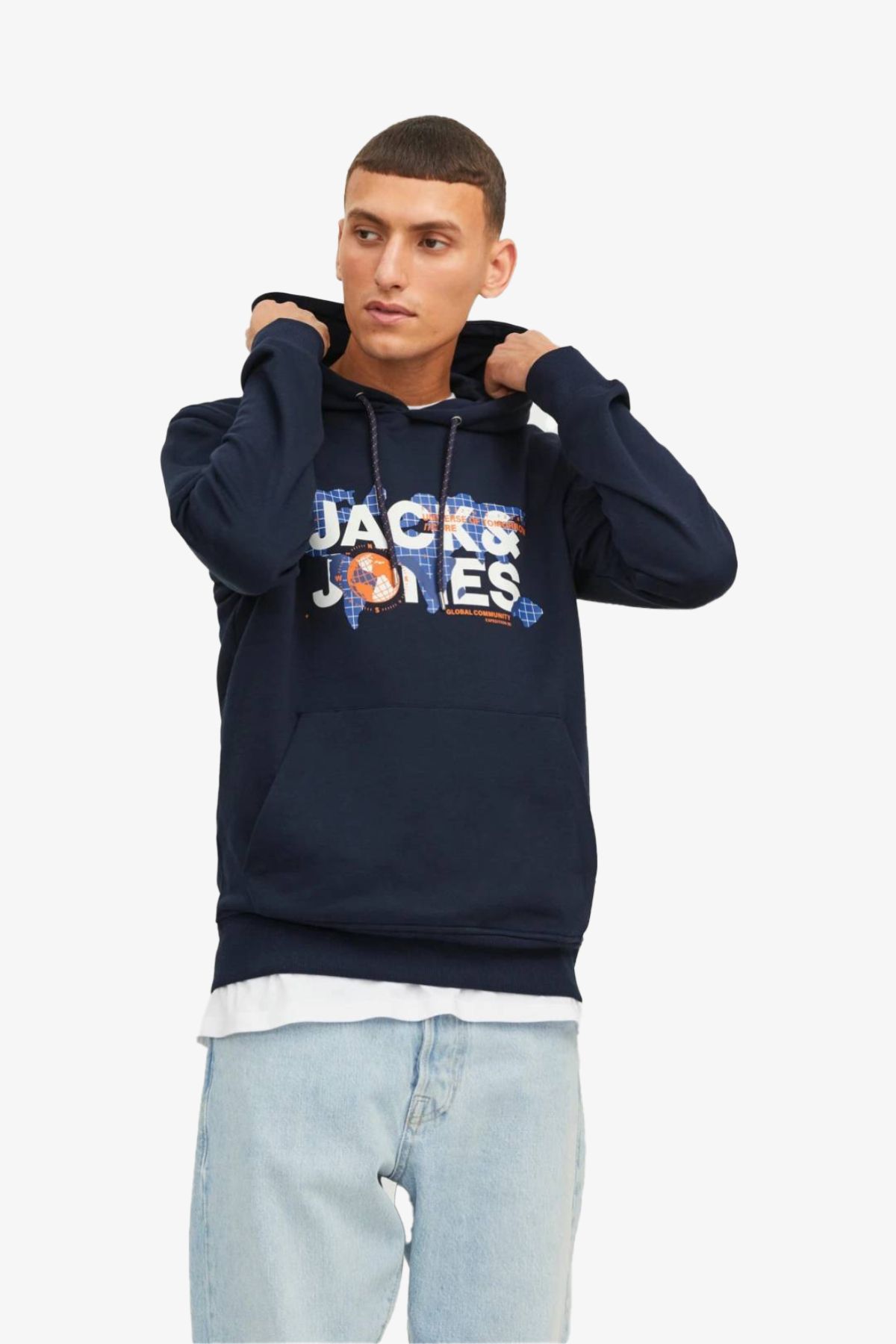 Jack & Jones Jcodust Sweat Hood Sn Erkek Mavi Sweatshirt 12240214-blue