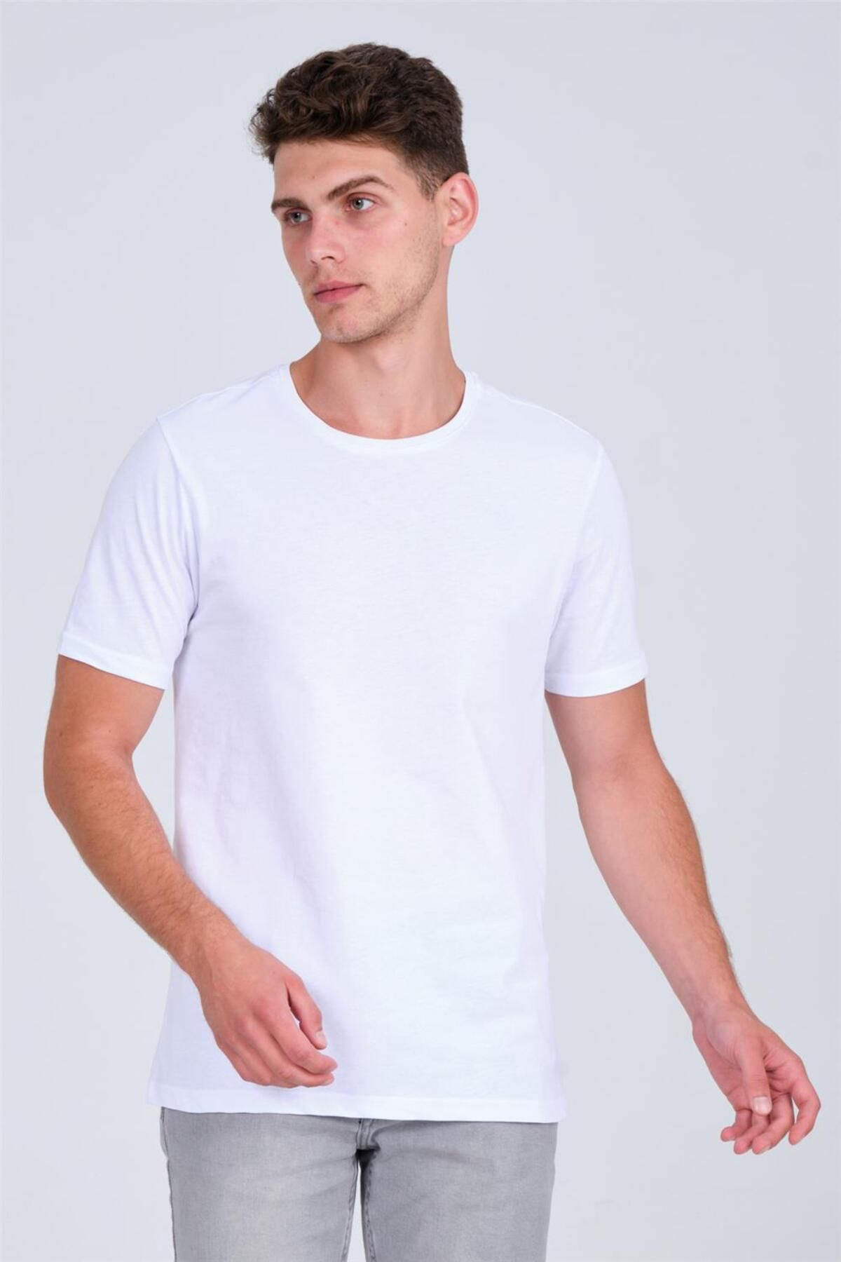 EXPLODE - Erkek Bisiklet Yaka Basic T-shirt Beyaz