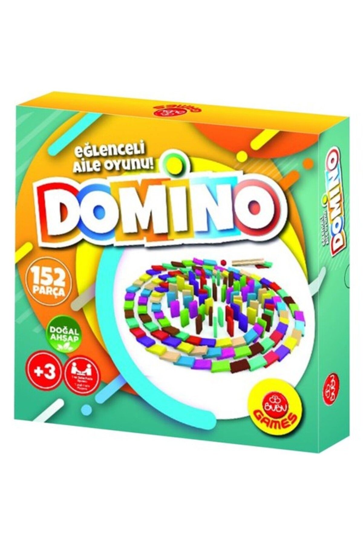 TOYSTURKA Bubu Games Renkli Domino 152 Parça Doğal Ahşap GM0049