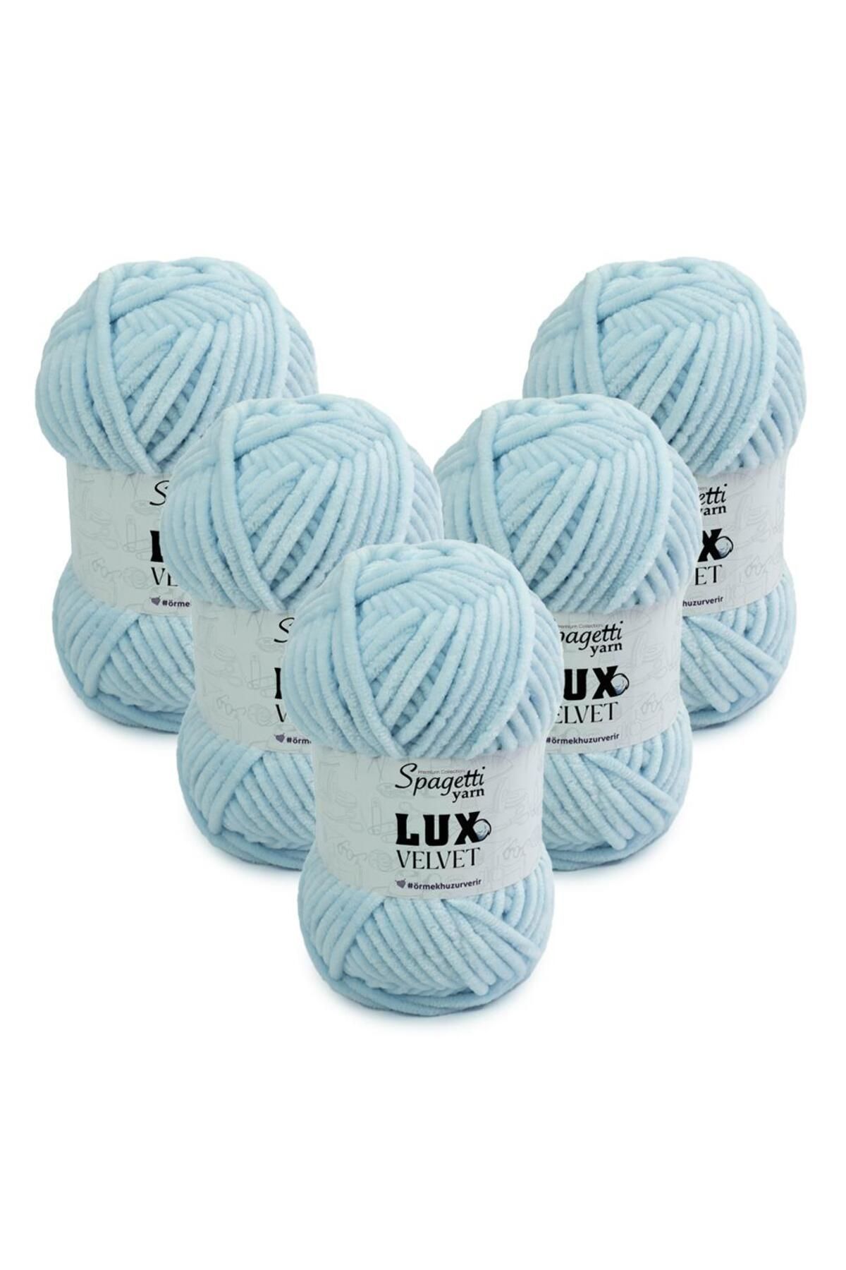 Spagettiyarn Lux Velvet 5'li Bebe Mavi El Örgü İpliği