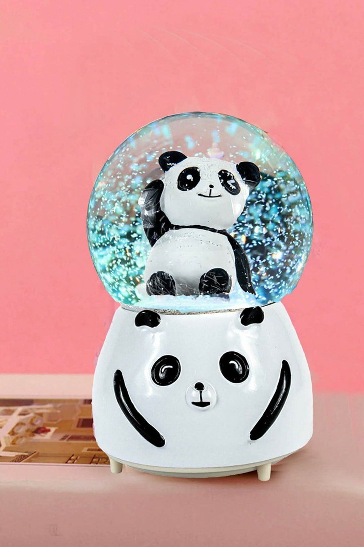 Raicon Dekoratif Panda Işıklı Küçük Boy Kar Küresi Mini Boy Kar Küresi