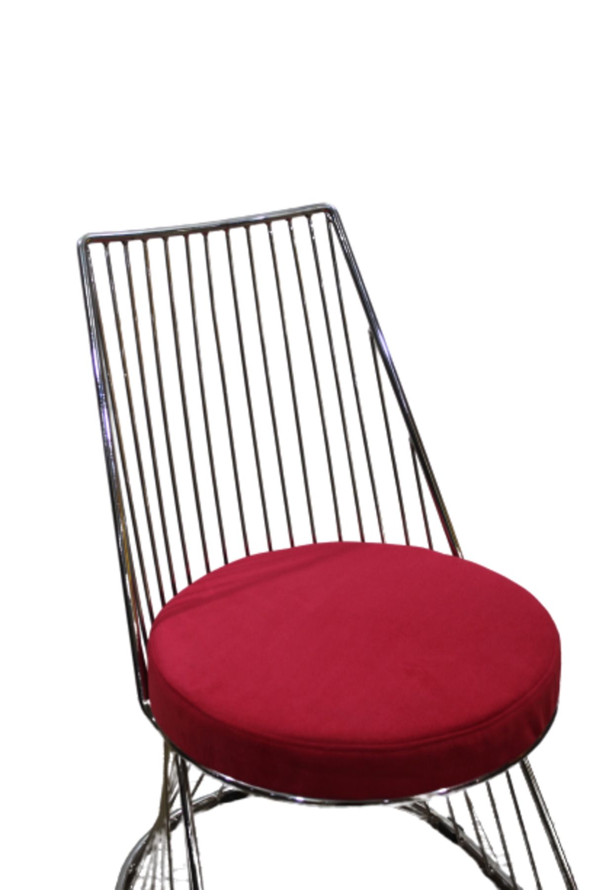 BENGİ TİCARET Sandalye St Tel Model Metal Krom Kaplama Sepet Ayak 1 Ad Baby Face Kumaş Döşeme