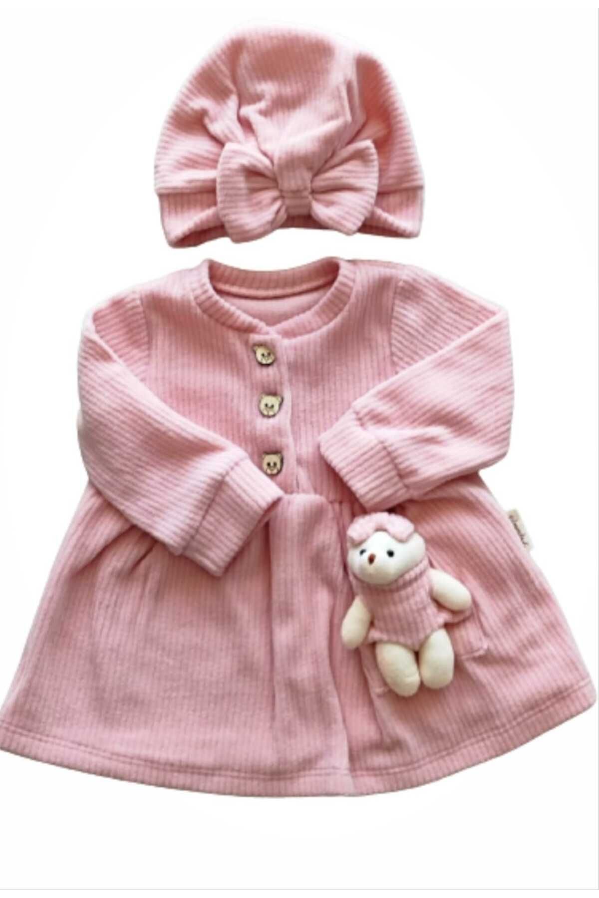 DIDuStore 3/18 Ay Kız Çocuk Kıyafet Modelleri Ayıcıklı Kız Bebek Polar Elbise Takımı