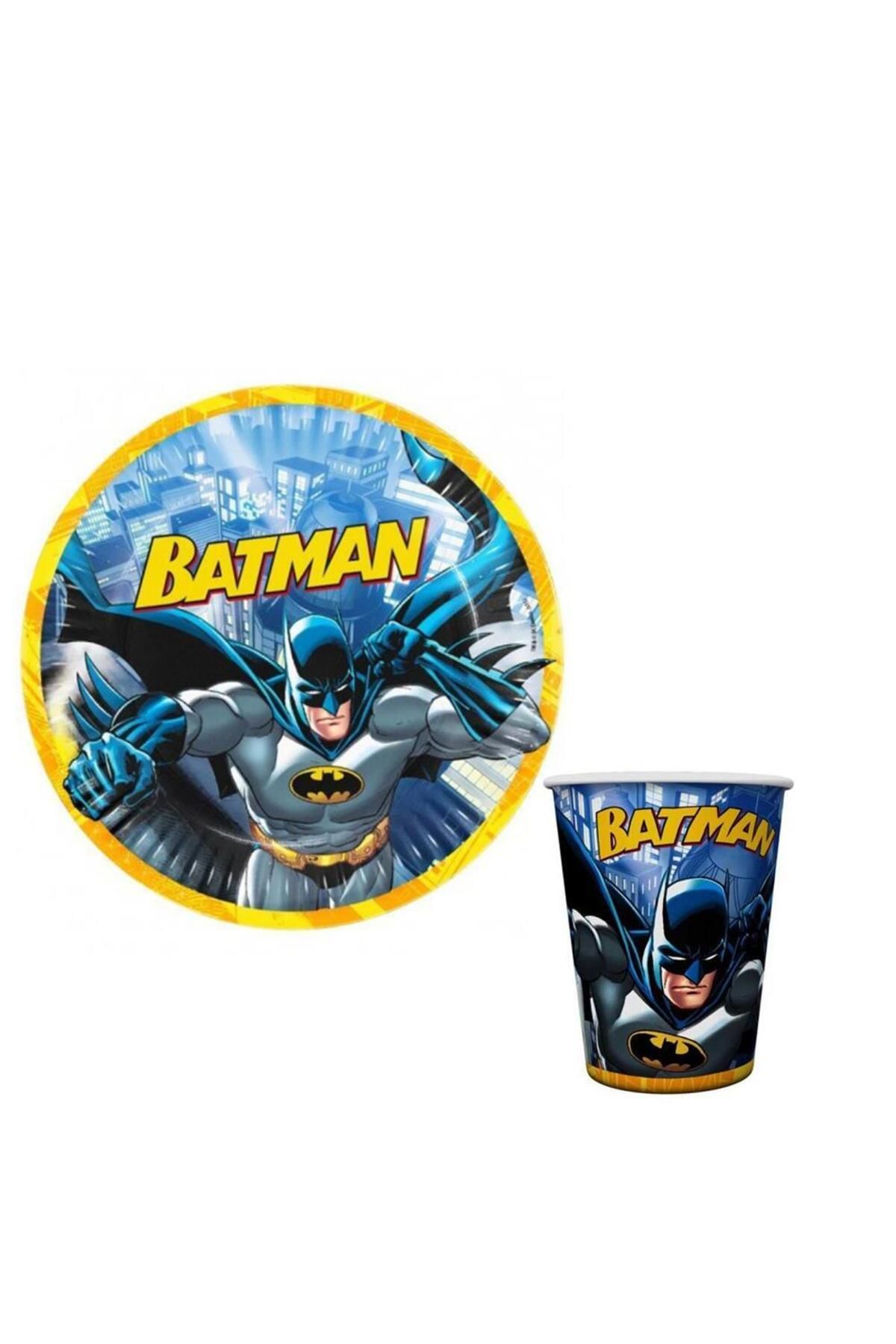 Parti Station Batman Kağıt Tabak Bardak Set 8 Adet Batman Konsept Doğum Günü Parti Malzemeleri