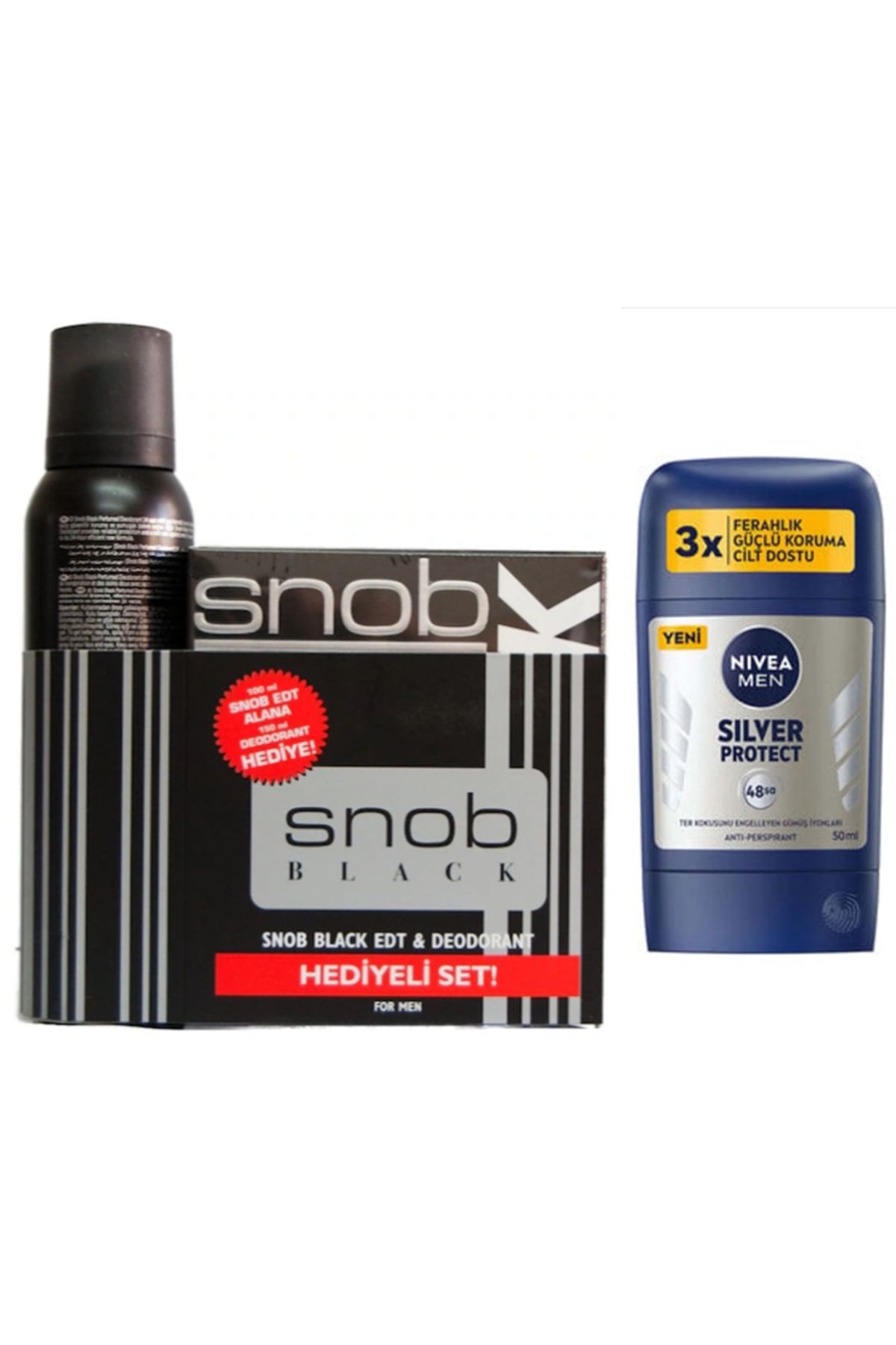 Snob Black  100ml Edt Erkek Parfüm Seti+ 150ml Snop Deodorant +   Erkek Stick 50ml 3471361367