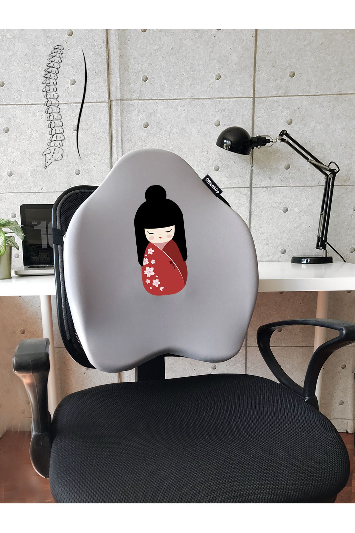 Officeküp Officekup X-Large Visco Bel Destek Gamer Oyuncu Koltuk Yastığı- Gri Geisha