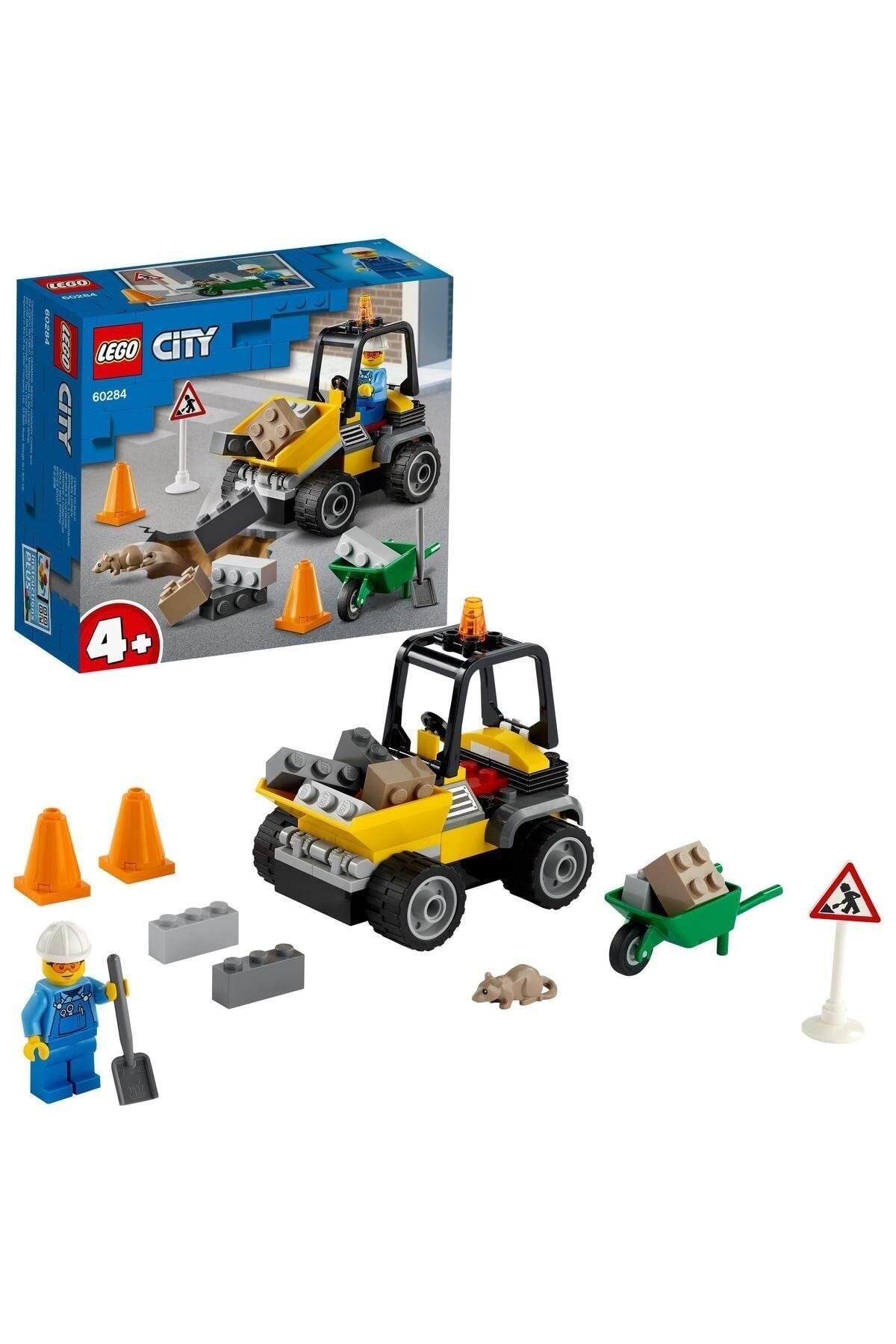 LEGO City Yol Çalışması Aracı 60284 Oyuncak Yapım Seti; Havalı bir Yol Çalışması Seti (58 Parça)