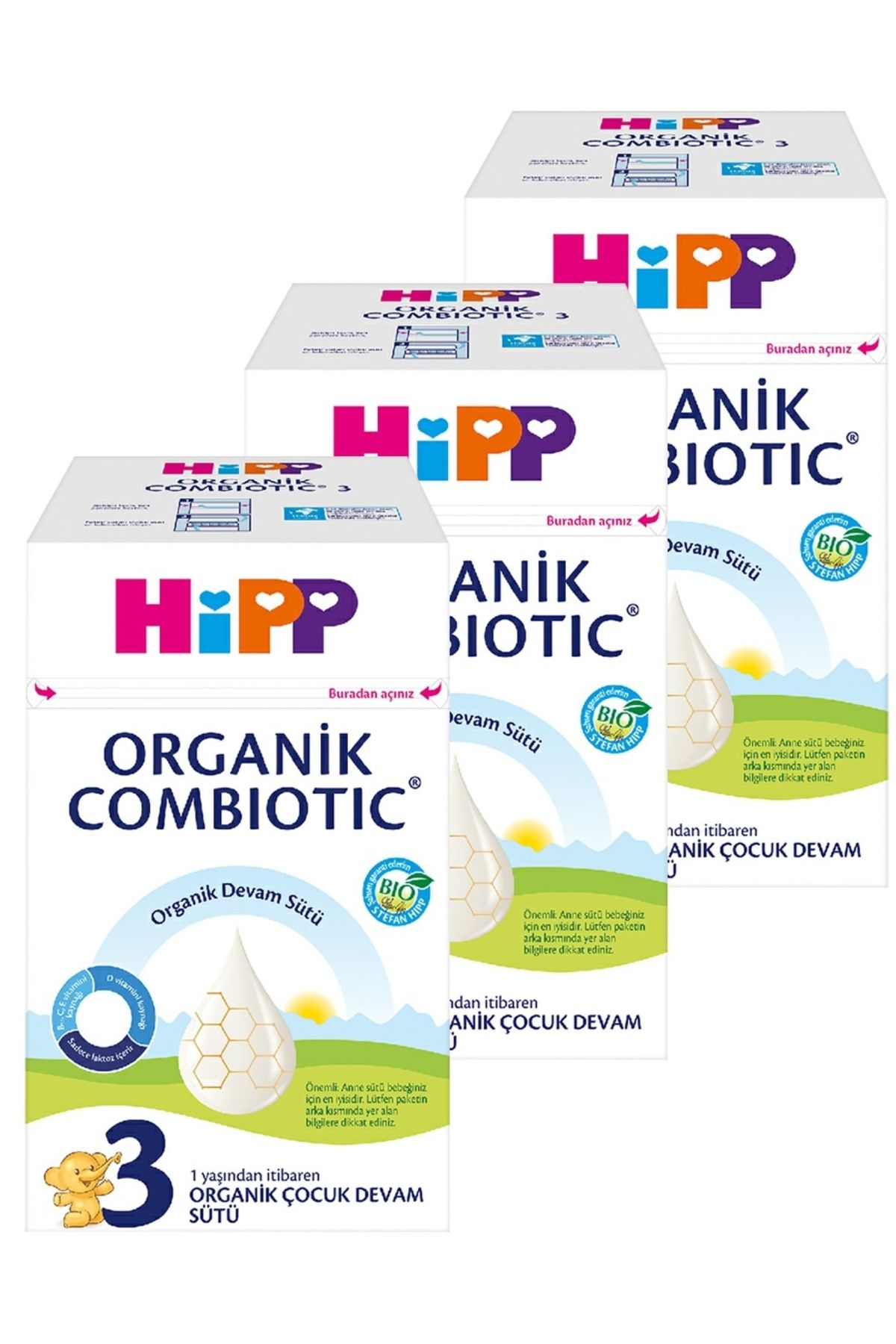 Hipp 3 Combiotic Organik Devam Sütü 800 gr X 3 Adet
