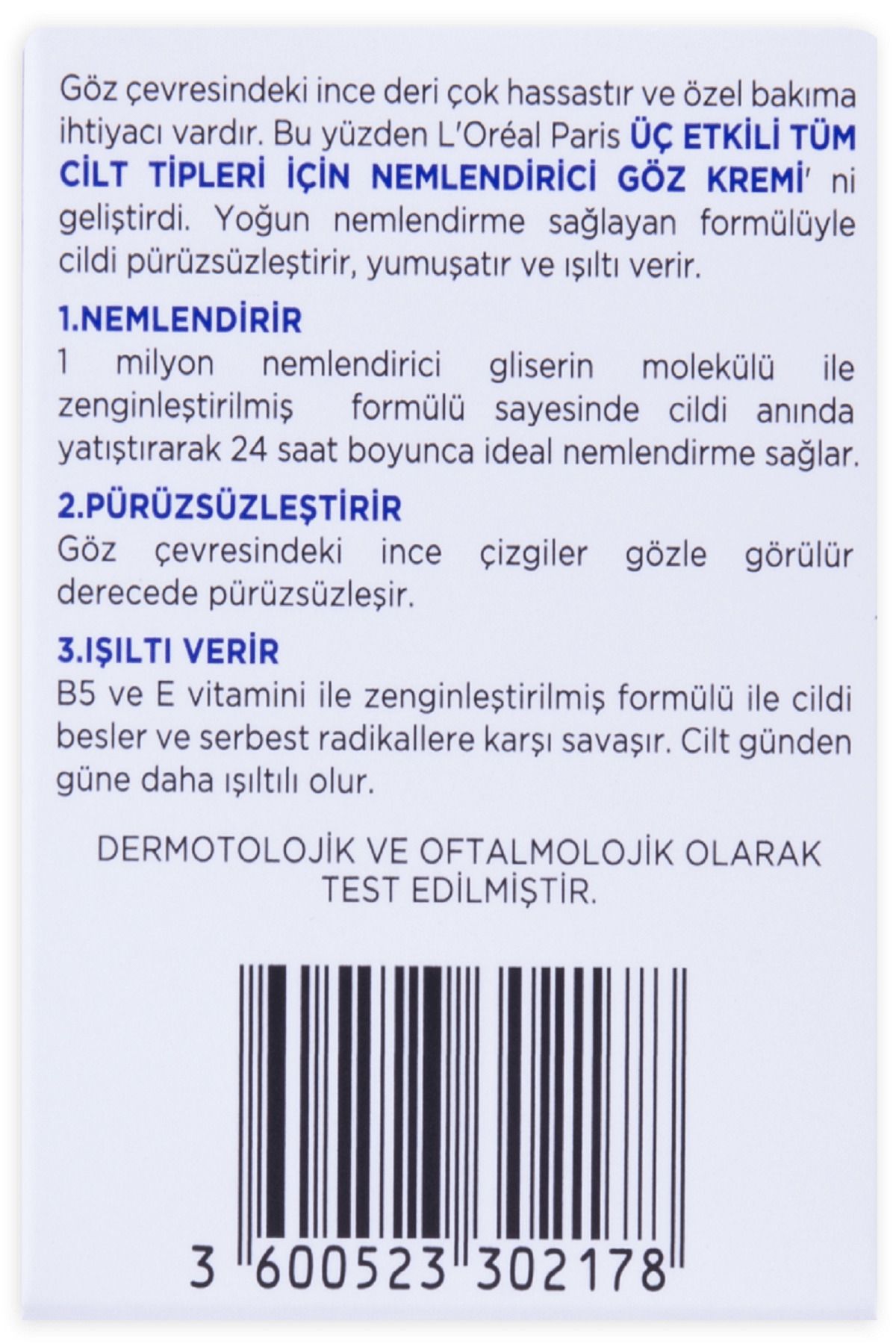 L’oréal Paris 3 Etkili Göz Bakım Kremi 15ml. Kozmetikexpo_3