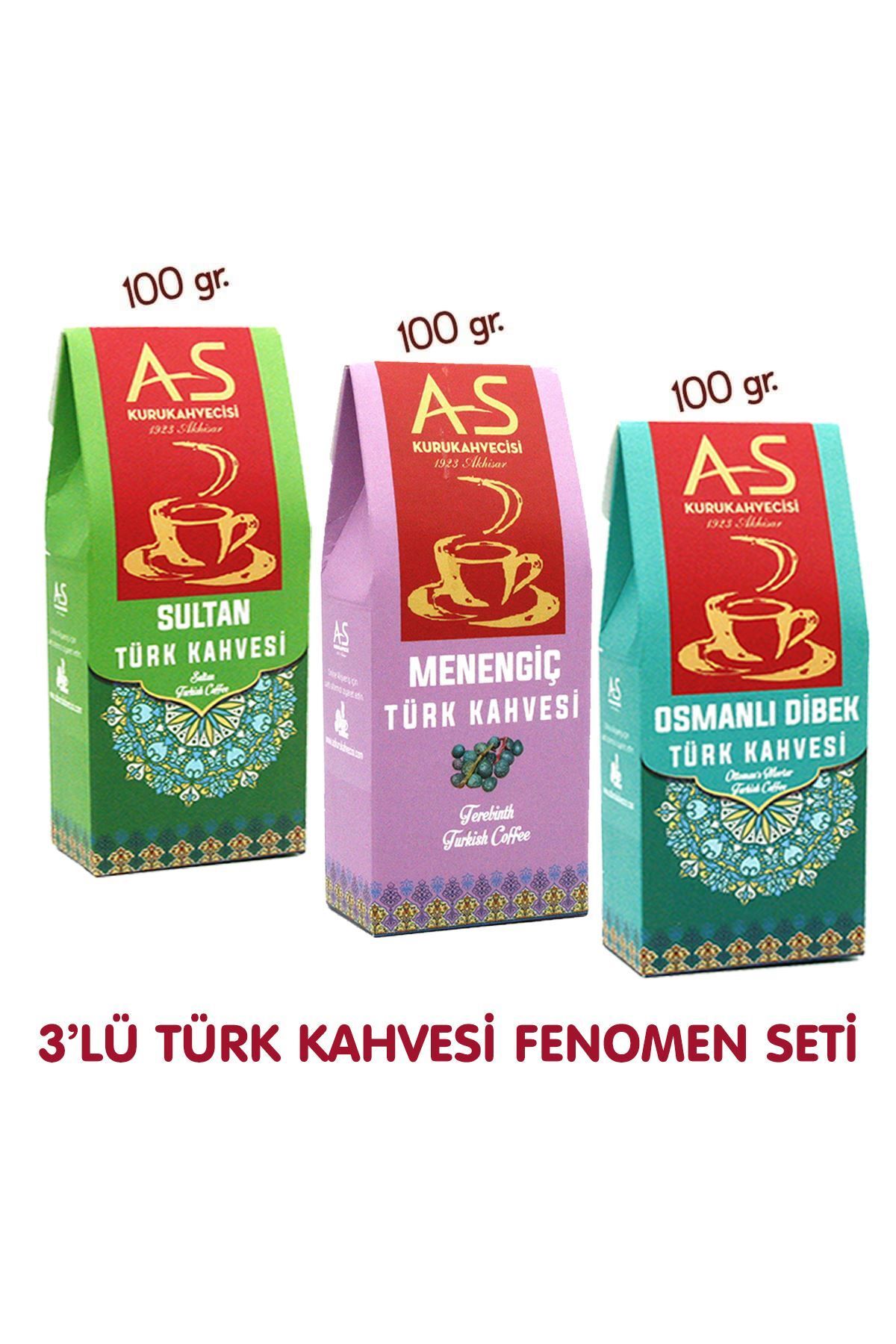AS Kurukahvecisi 3'lü Türk Kahvesi Fenomen Seti (sultan,menengiç,dibek)