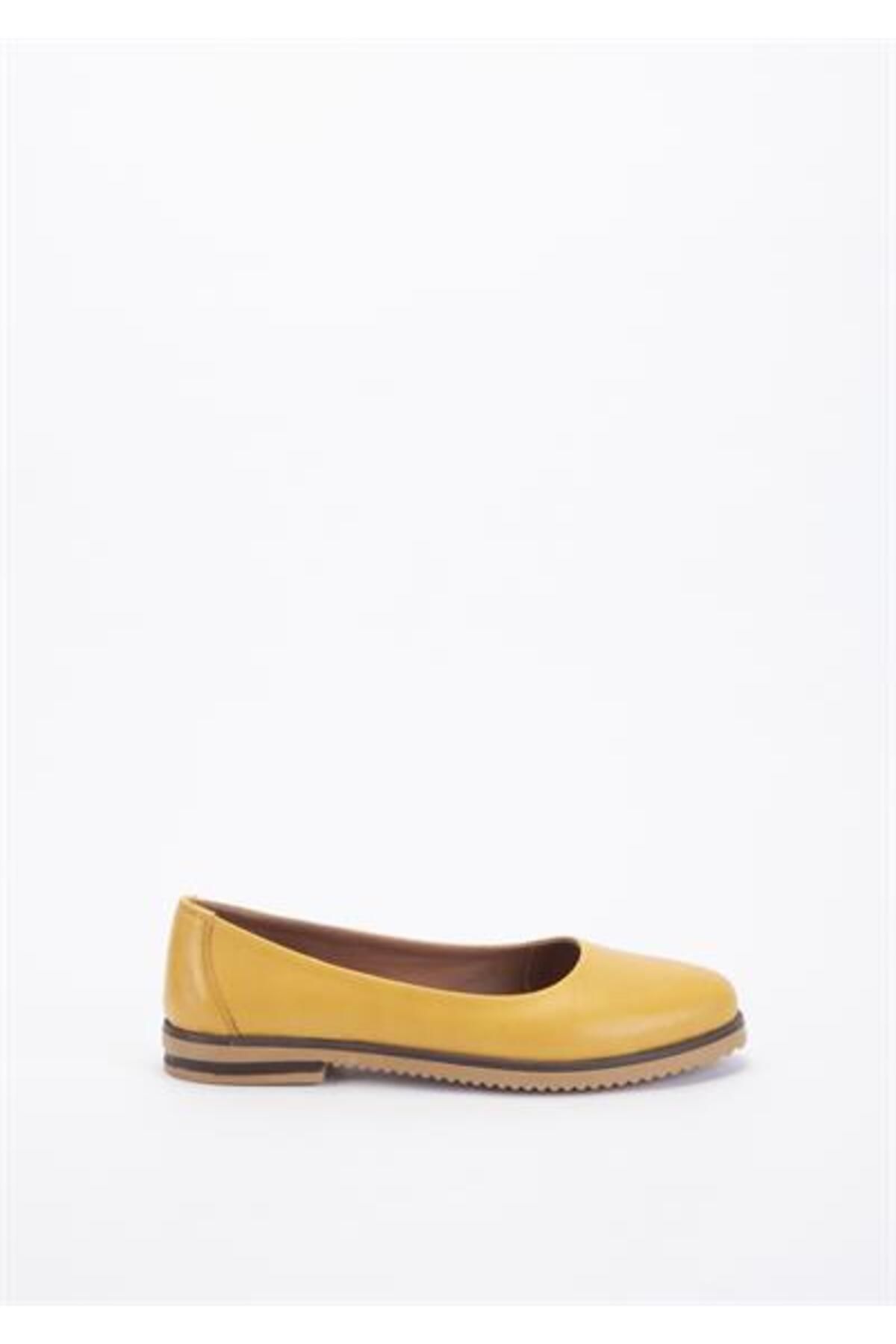 Yeşil Kundura G13 Y394124 Y23 Kadın Sarı Deri Ayakkabı