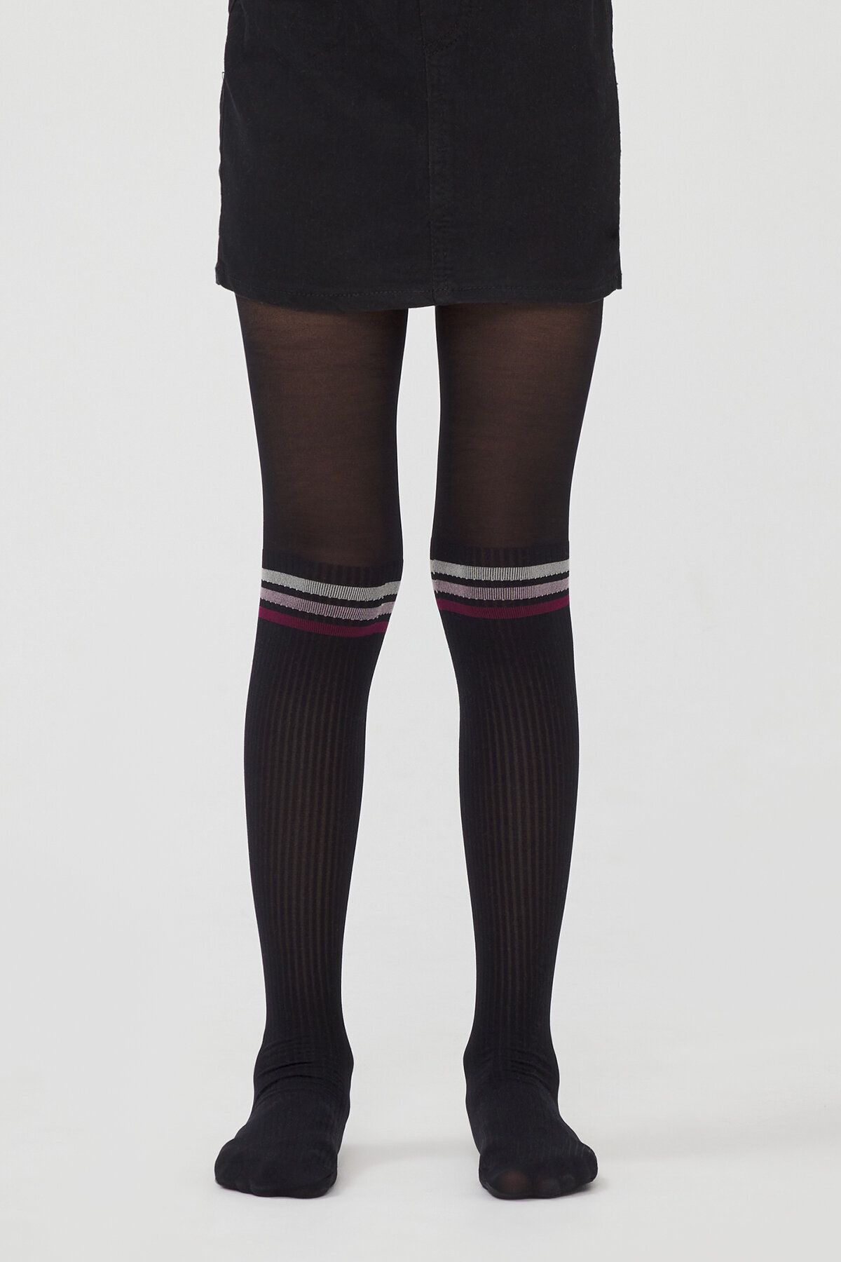 Penti Siyah Pretty Colorful Çizgili Külotlu Çorap