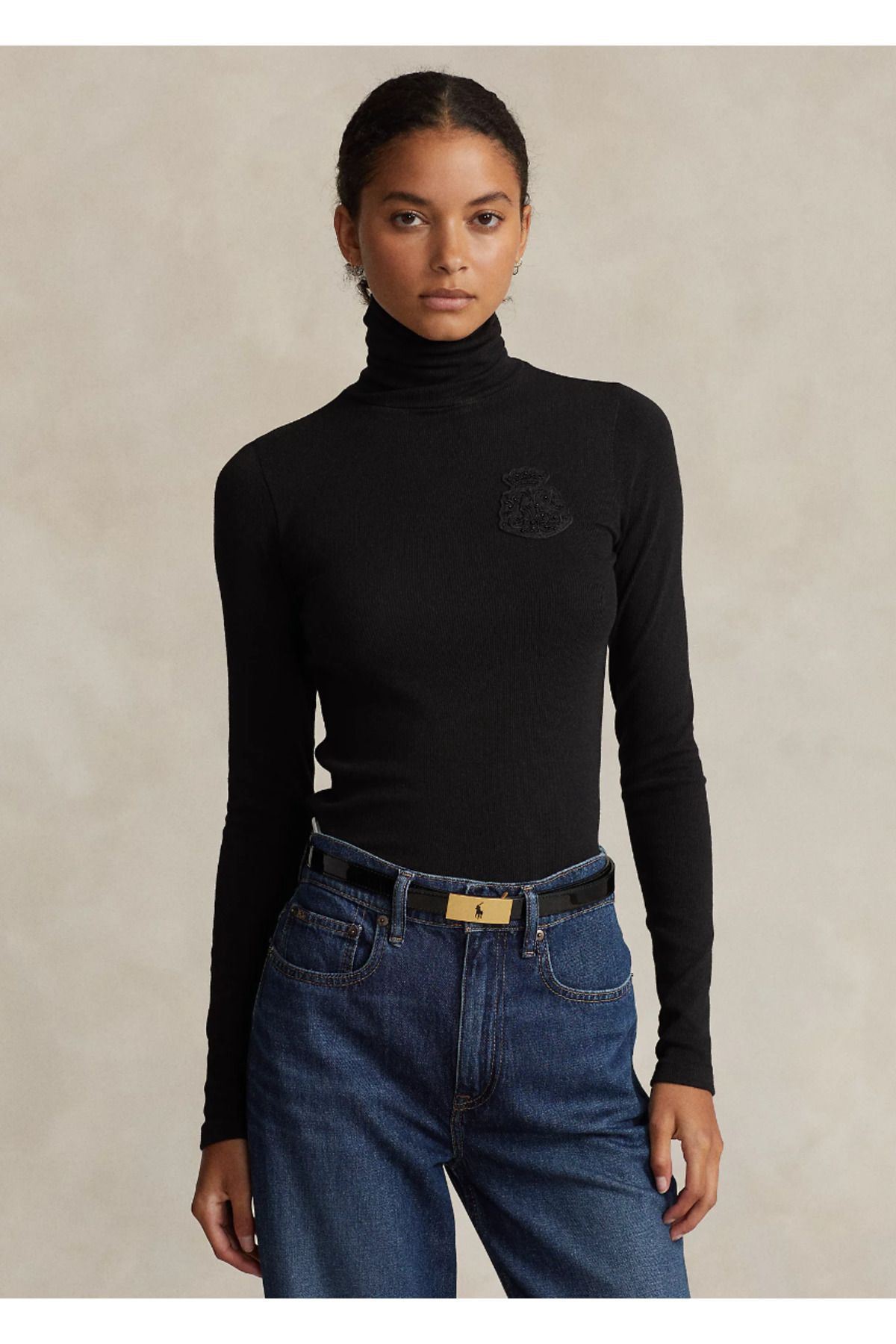 Ralph Lauren Crest Rib-Knit Roll Neck