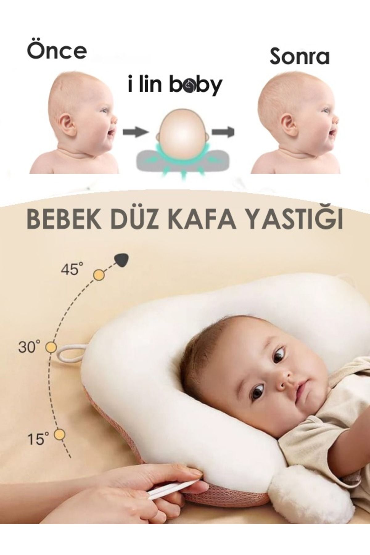 i lin baby Ayarlanabilir Düz Kafa Yastığı, Bebek Yastığı, Düz Kafa Sendromu, Kafa Yastığı , Yıkanabilen Kumaş
