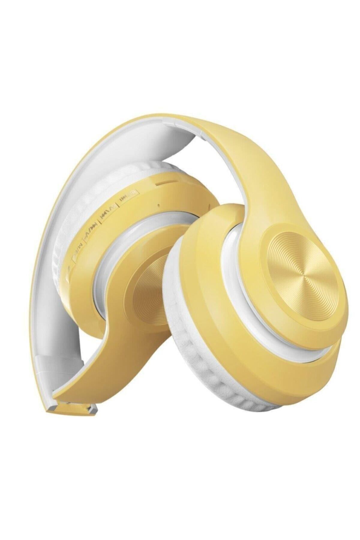 Polygold P68 Bluetooth Kulaklık Kablosuz Stereo Kulaklık Macaron Kulaklık Renkli-sarı
