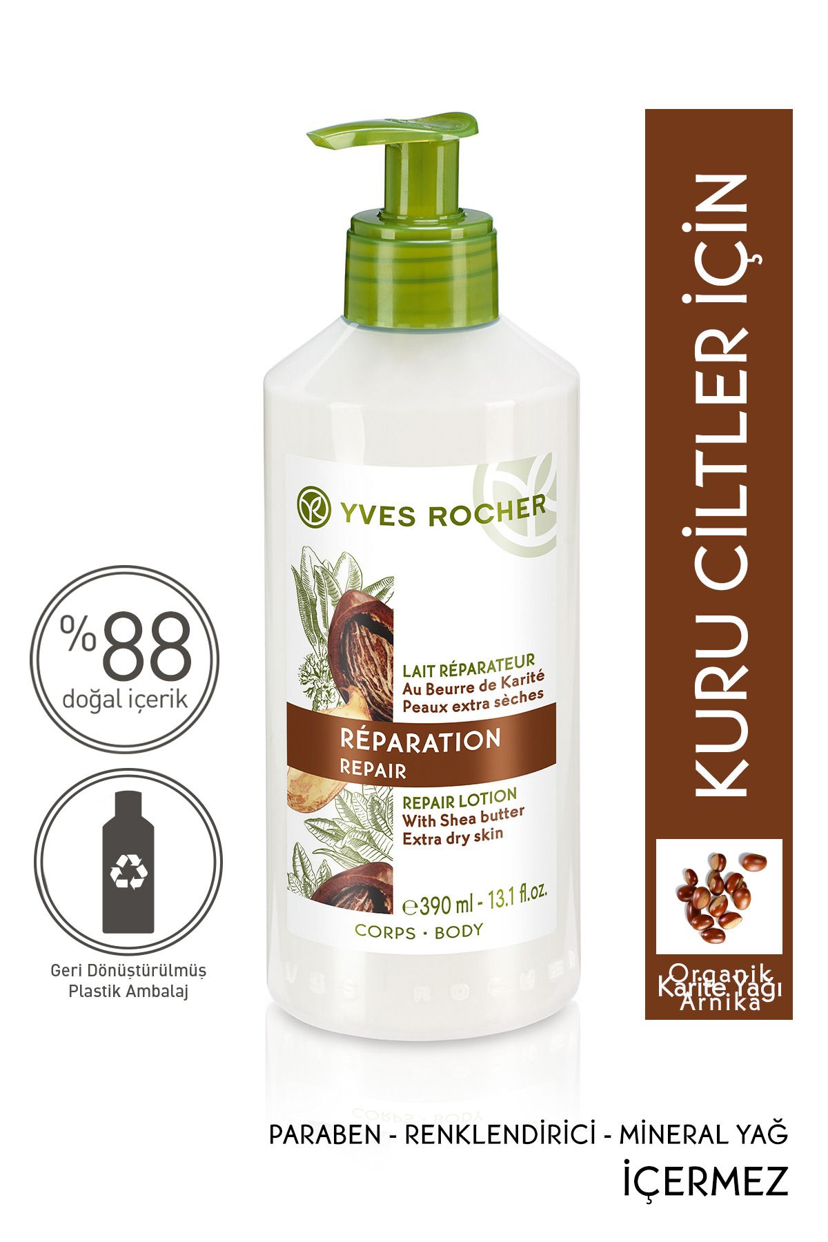 Yves Rocher Kuru Ciltler Için Onarıcı Vücut Sütü - Shea & Hindistan Cevizi-390 ml